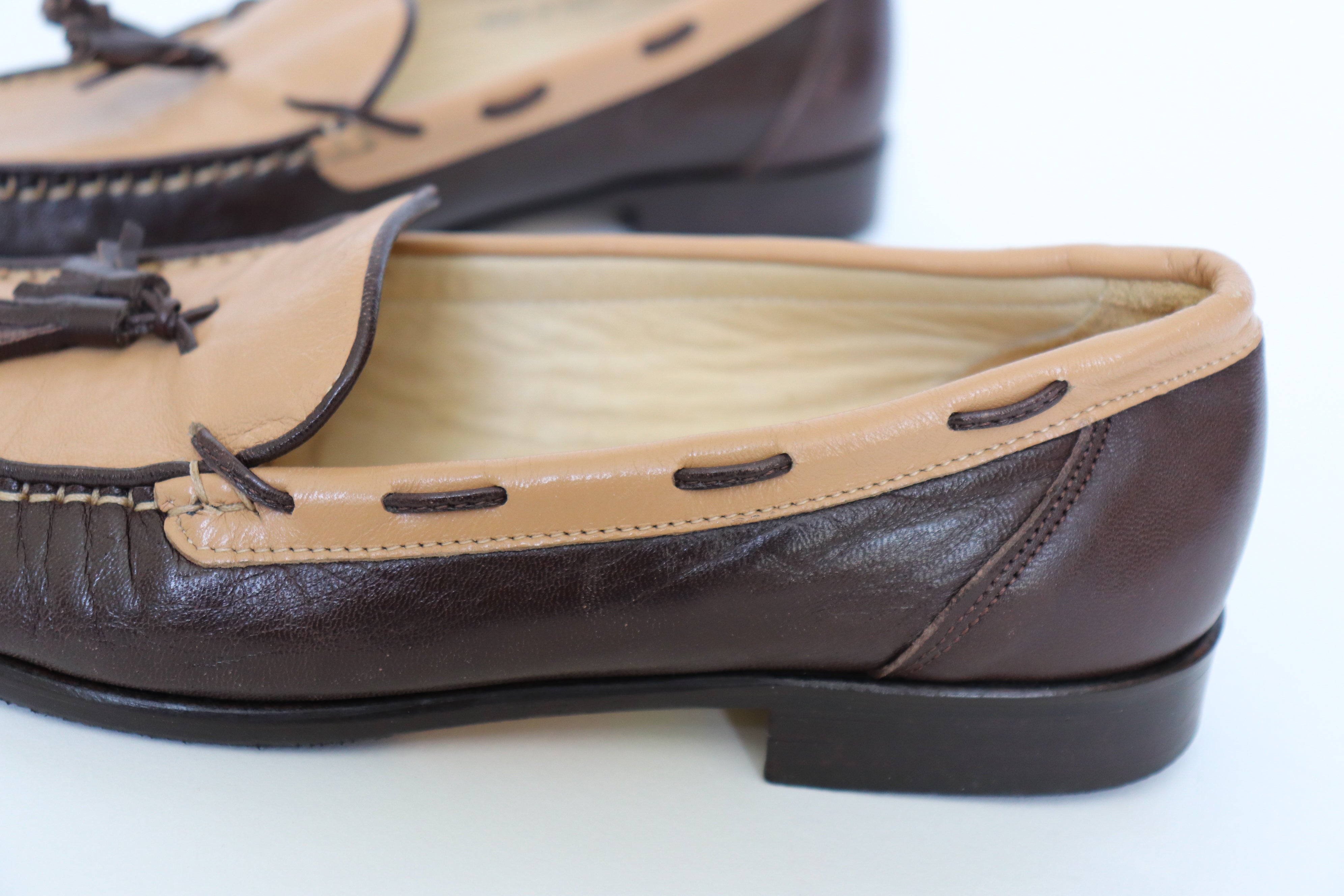 Vintage Tassel Loafers - Brown / Beige - Good Going - 37.5- Fit 37 / UK 4