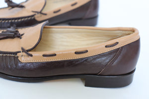 Vintage Tassel Loafers - Brown / Beige - Good Going - 37.5- Fit 37 / UK 4
