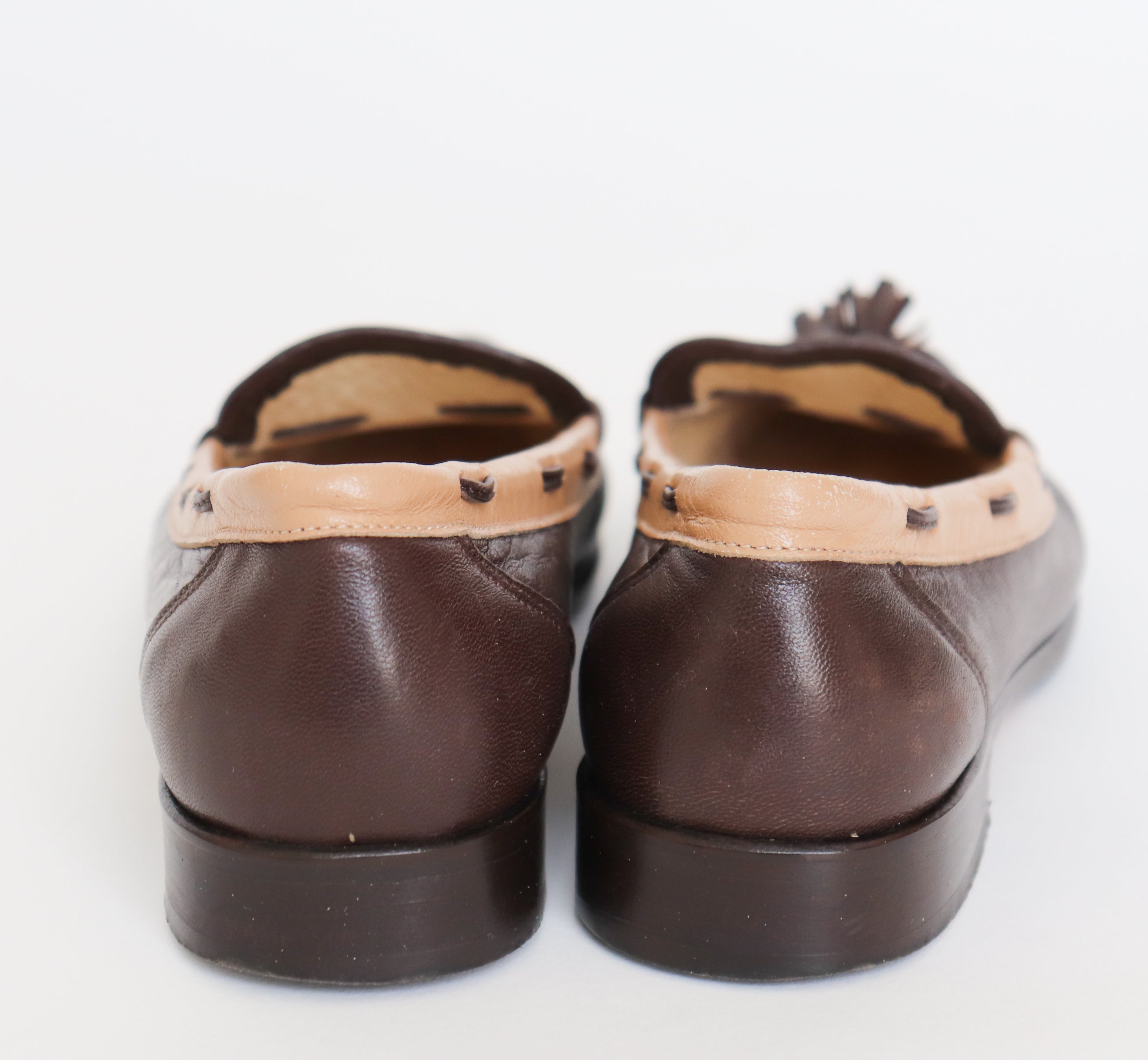 Vintage Tassel Loafers - Brown / Beige - Good Going - 37.5- Fit 37 / UK 4
