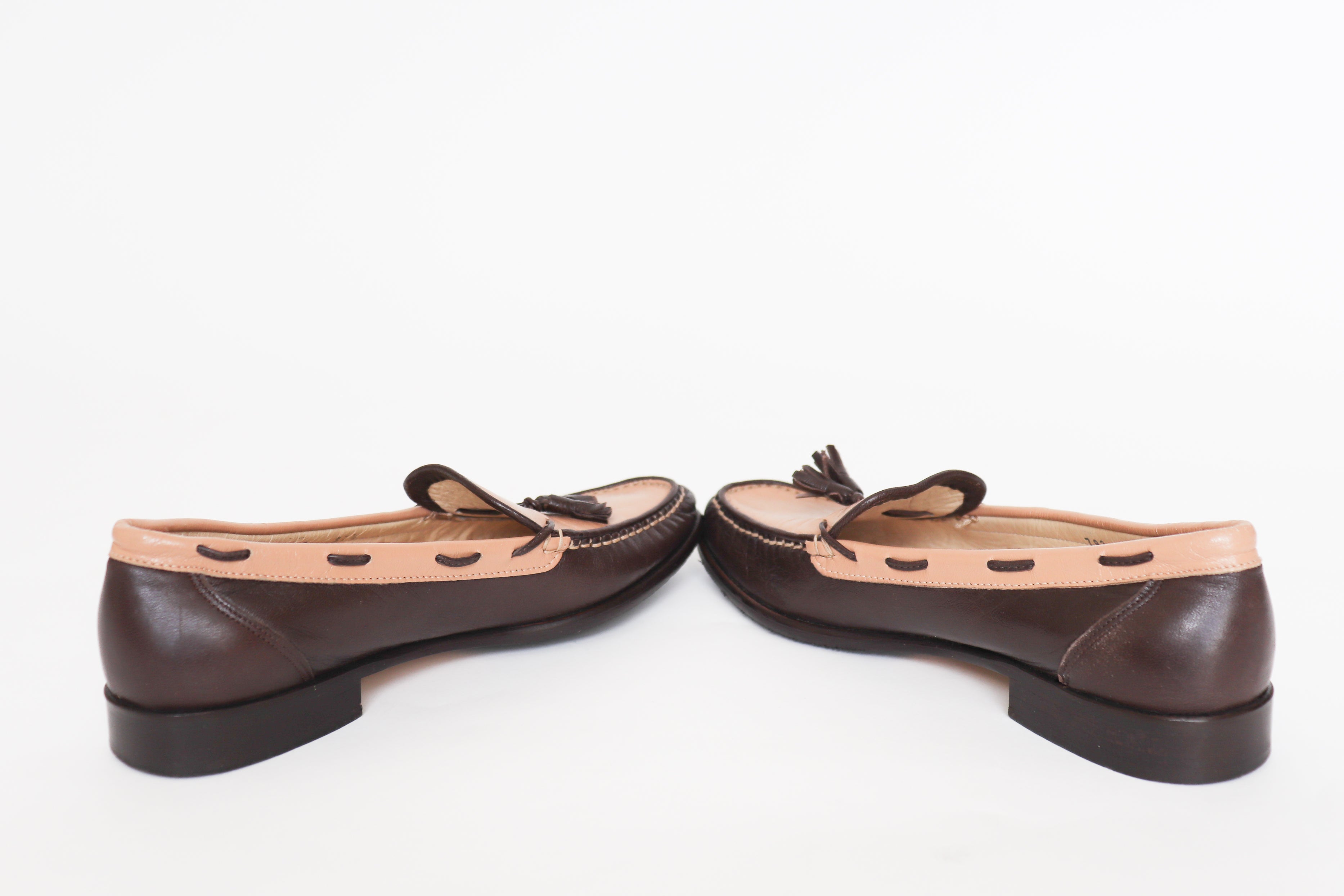 Vintage Tassel Loafers - Brown / Beige - Good Going - 37.5- Fit 37 / UK 4