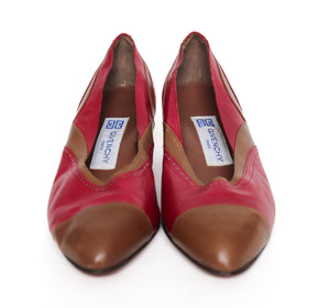 Givenchy Vintage Court Shoes - Spectator - Red / Brown  Leather - Fit 38 / UK 5