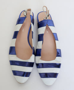 Flat Slingback Shoes - Striped Leather - CARLO PAZOLINI - Fit 38.5