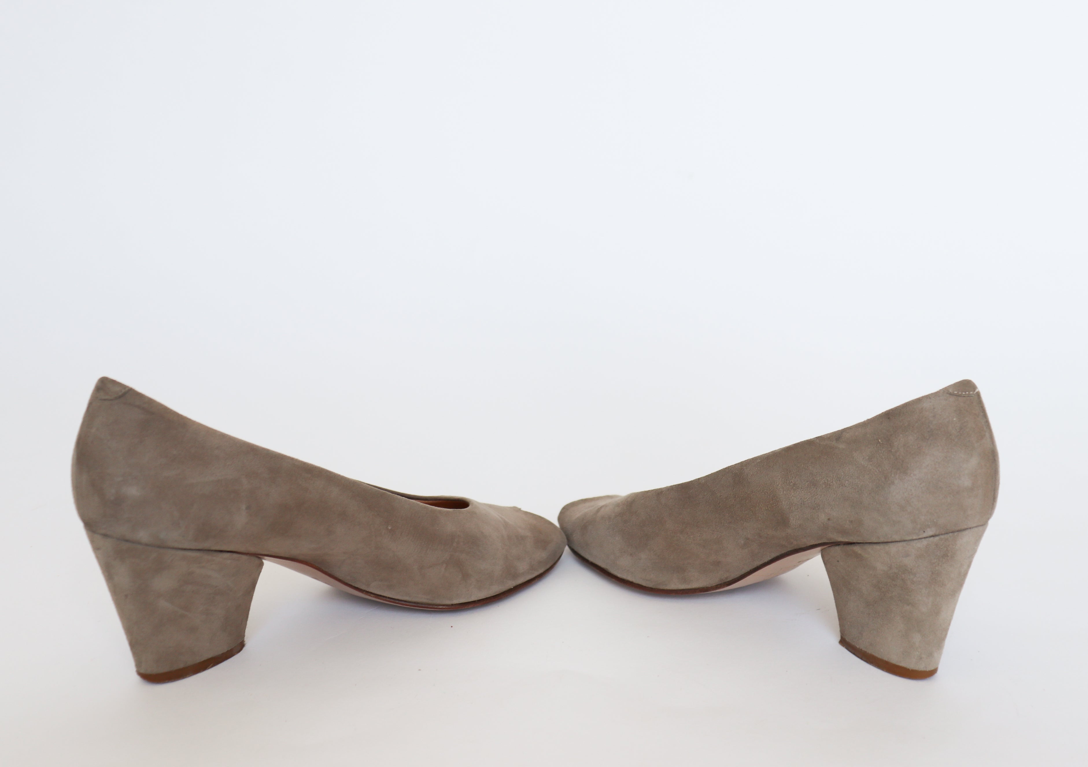 Roberto Vianni  Beige Suede Shoes - 1940s Style Block Heel -  40.5 / UK 7.5