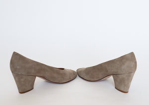 Roberto Vianni  Beige Suede Shoes - 1940s Style Block Heel -  40.5 / UK 7.5