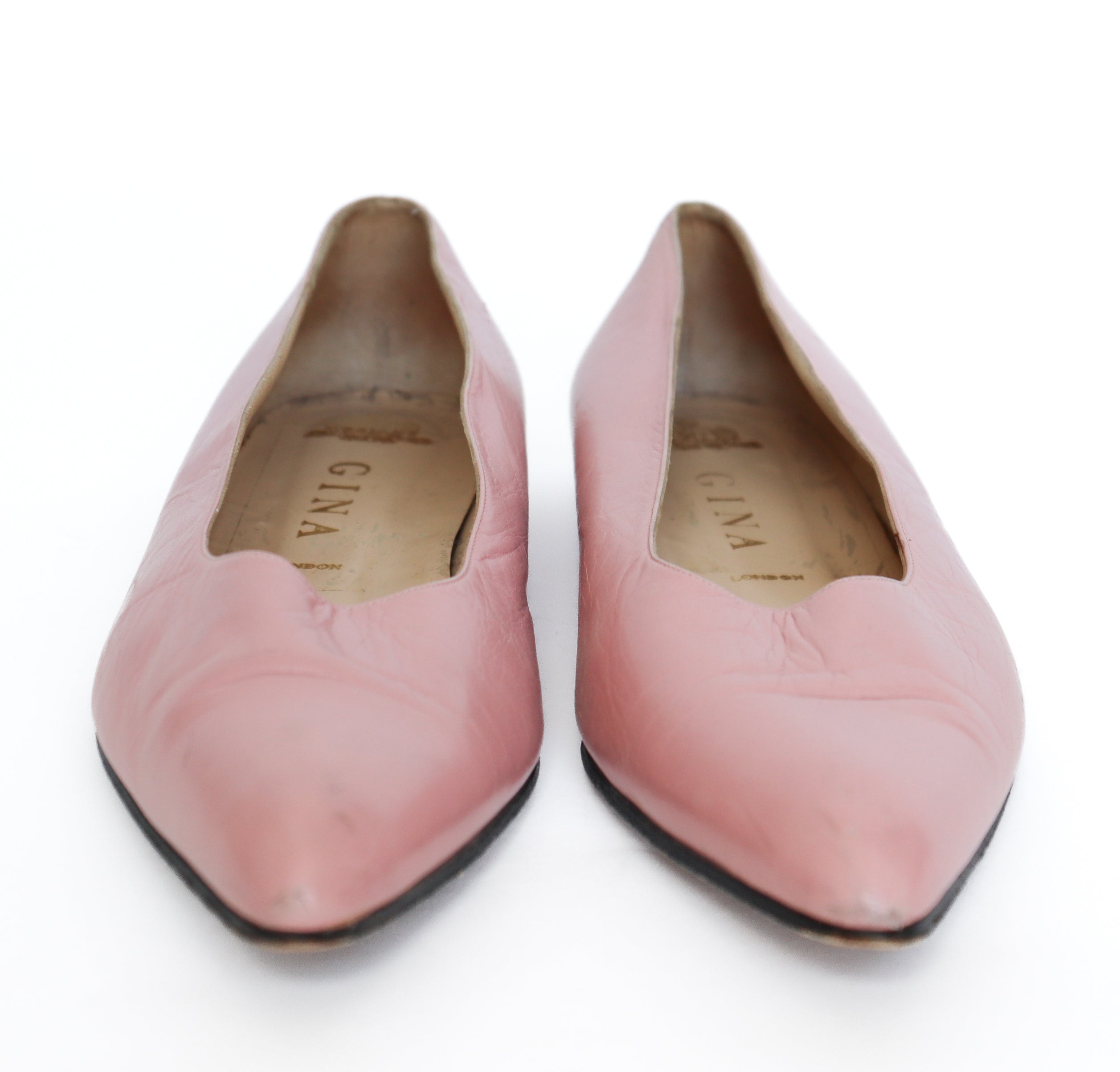 Gina Pink Pointed Flat Pumps -  Leather - Label 7 - Fit UK 6.5 / 39.5