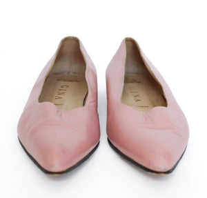 Gina Pink Pointed Flat Pumps -  Leather - Label 7 - Fit UK 6.5 / 39.5