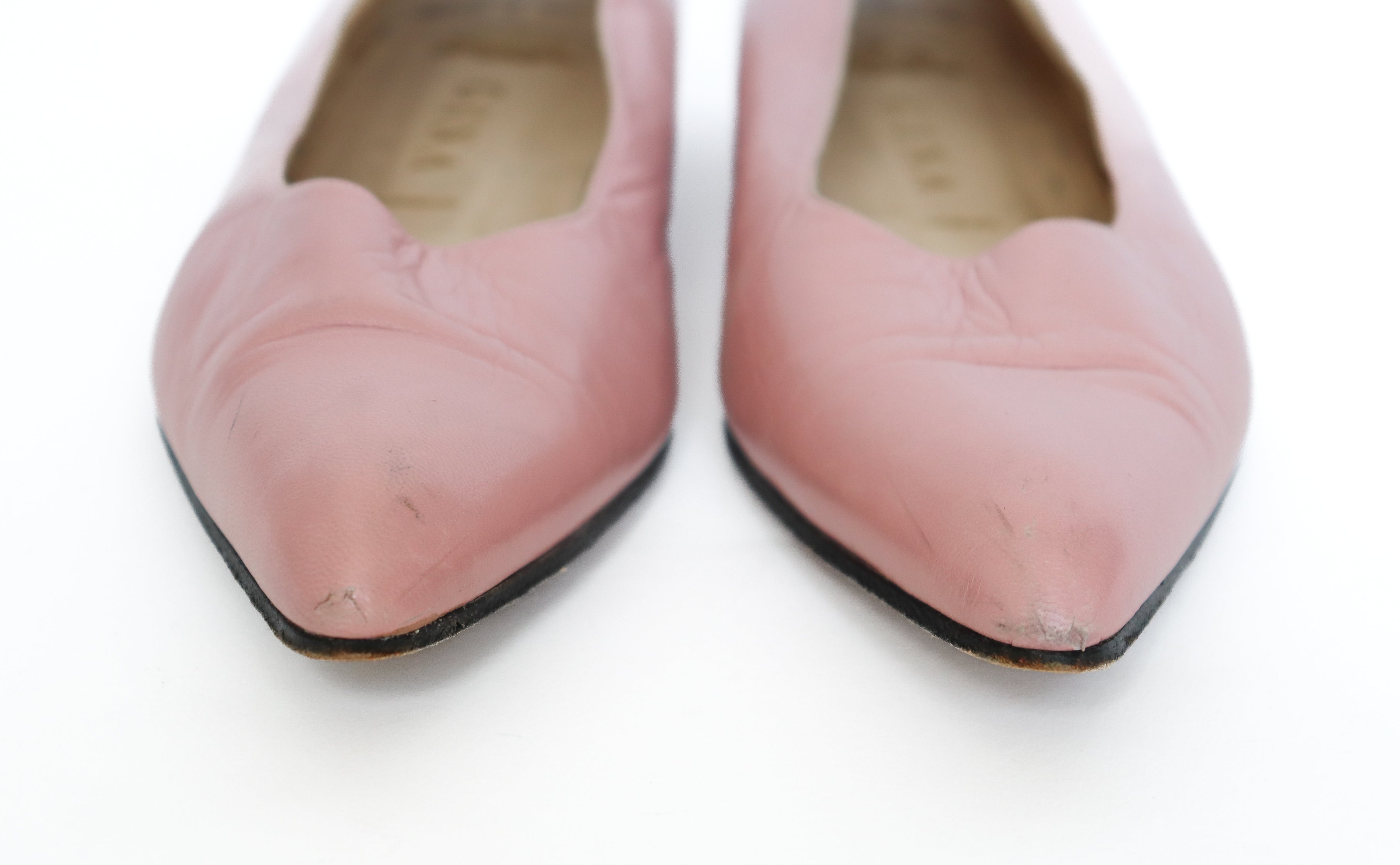 Gina Pink Pointed Flat Pumps -  Leather - Label 7 - Fit UK 6.5 / 39.5