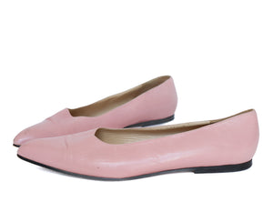 Gina Pink Pointed Flat Pumps -  Leather - Label 7 - Fit UK 6.5 / 39.5