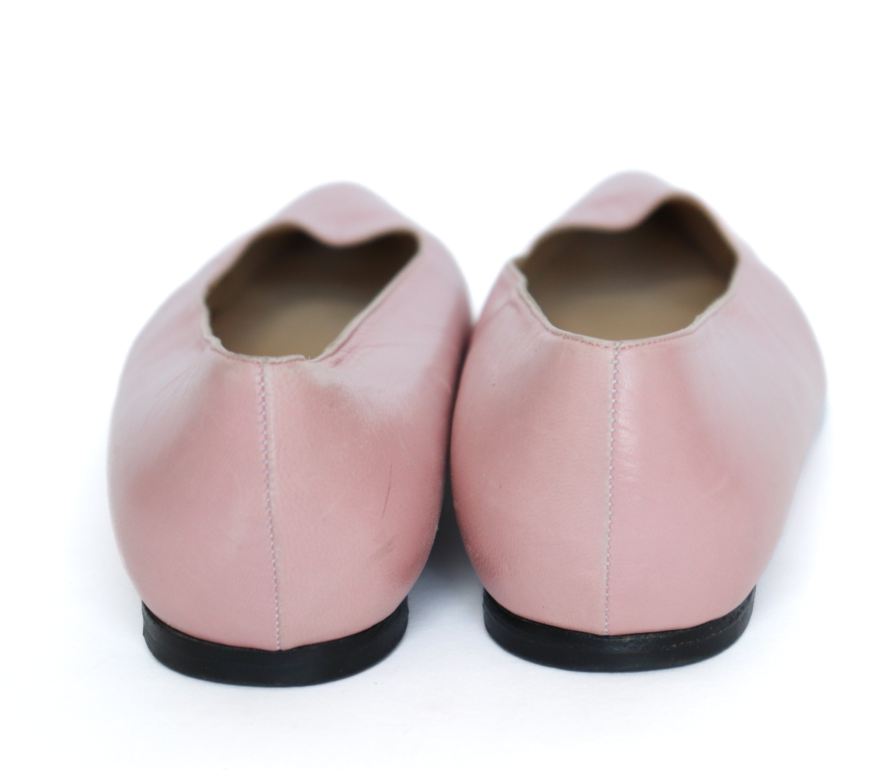 Gina Pink Pointed Flat Pumps -  Leather - Label 7 - Fit UK 6.5 / 39.5