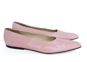 Gina Pink Pointed Flat Pumps -  Leather - Label 7 - Fit UK 6.5 / 39.5