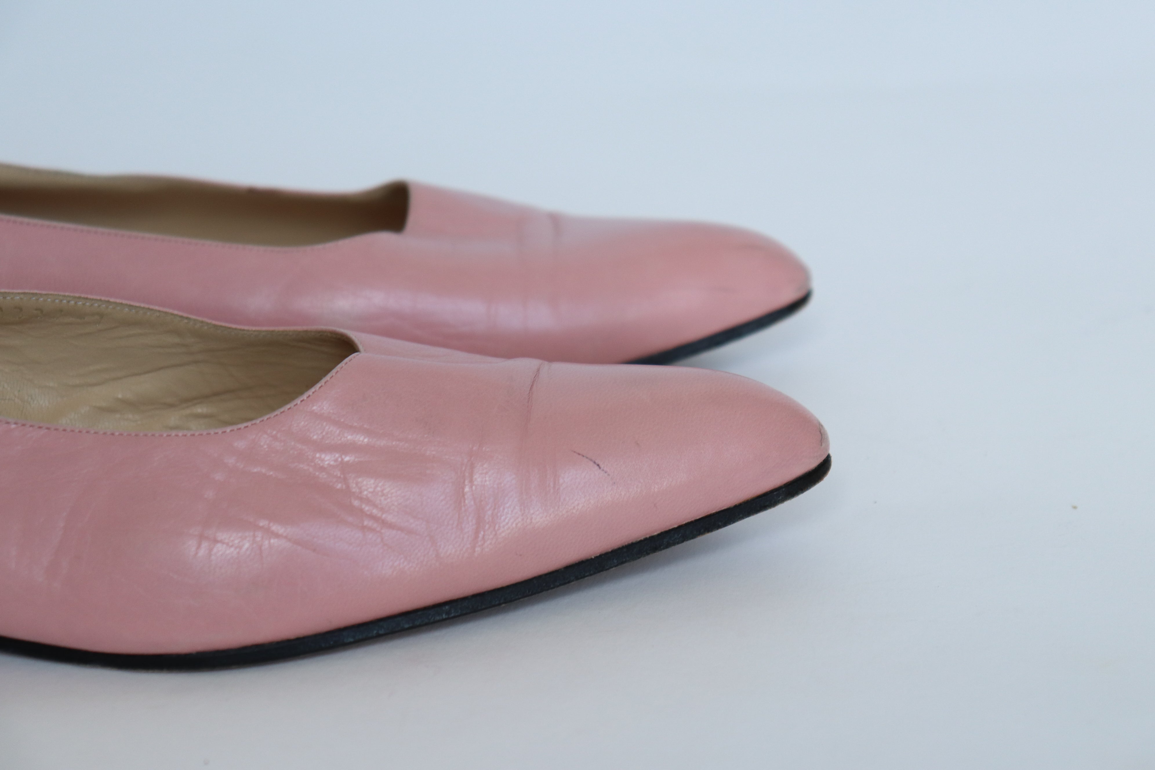 Gina Pink Pointed Flat Pumps -  Leather - Label 7 - Fit UK 6.5 / 39.5