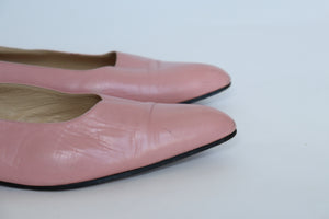 Gina Pink Pointed Flat Pumps -  Leather - Label 7 - Fit UK 6.5 / 39.5