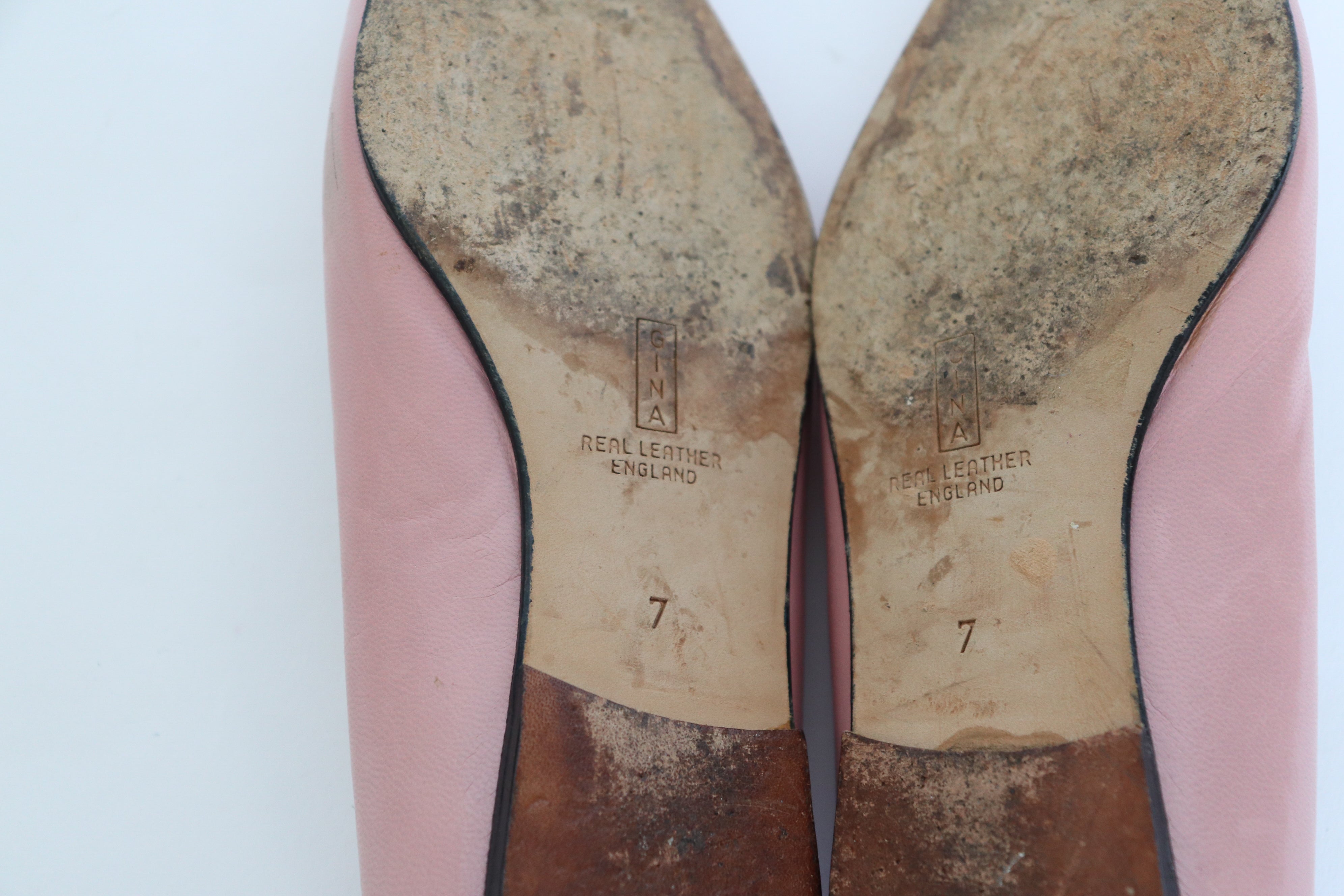 Gina Pink Pointed Flat Pumps -  Leather - Label 7 - Fit UK 6.5 / 39.5
