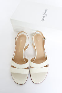 Russell & Bromley Kitten Heel  Slingback Sandals - White Leather - 39 / UK 6