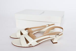 Russell & Bromley Kitten Heel  Slingback Sandals - White Leather - 39 / UK 6