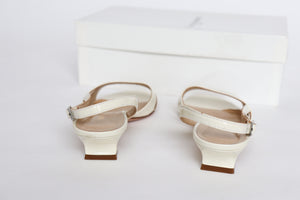 Russell & Bromley Kitten Heel  Slingback Sandals - White Leather - 39 / UK 6