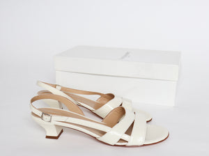 Russell & Bromley Kitten Heel  Slingback Sandals - White Leather - 39 / UK 6
