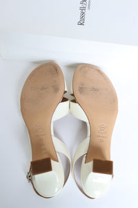 Russell & Bromley Kitten Heel  Slingback Sandals - White Leather - 39 / UK 6