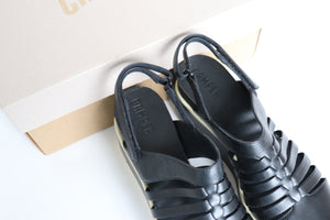Camper Wedge Platform Sandals - Tropik - Black Leather - 39 / UK 6