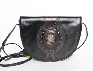 Bellesco Vintage Crossbody Bag - Black / Brown  Leather - 1980s - Small