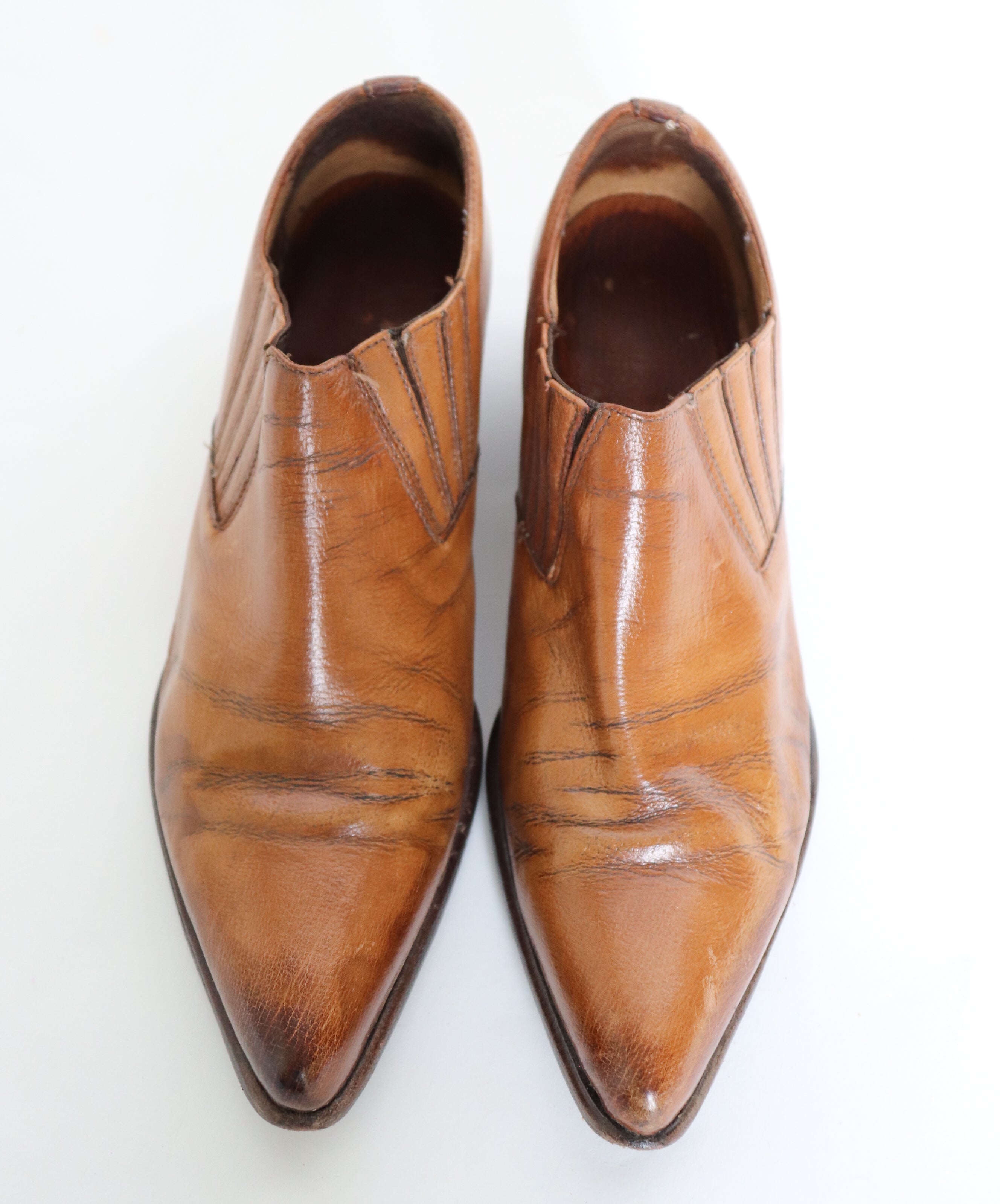 Frye Cowboy Shoe Boots - Tan Brown Leather 10B  Fit UK 7.5 / 40.5