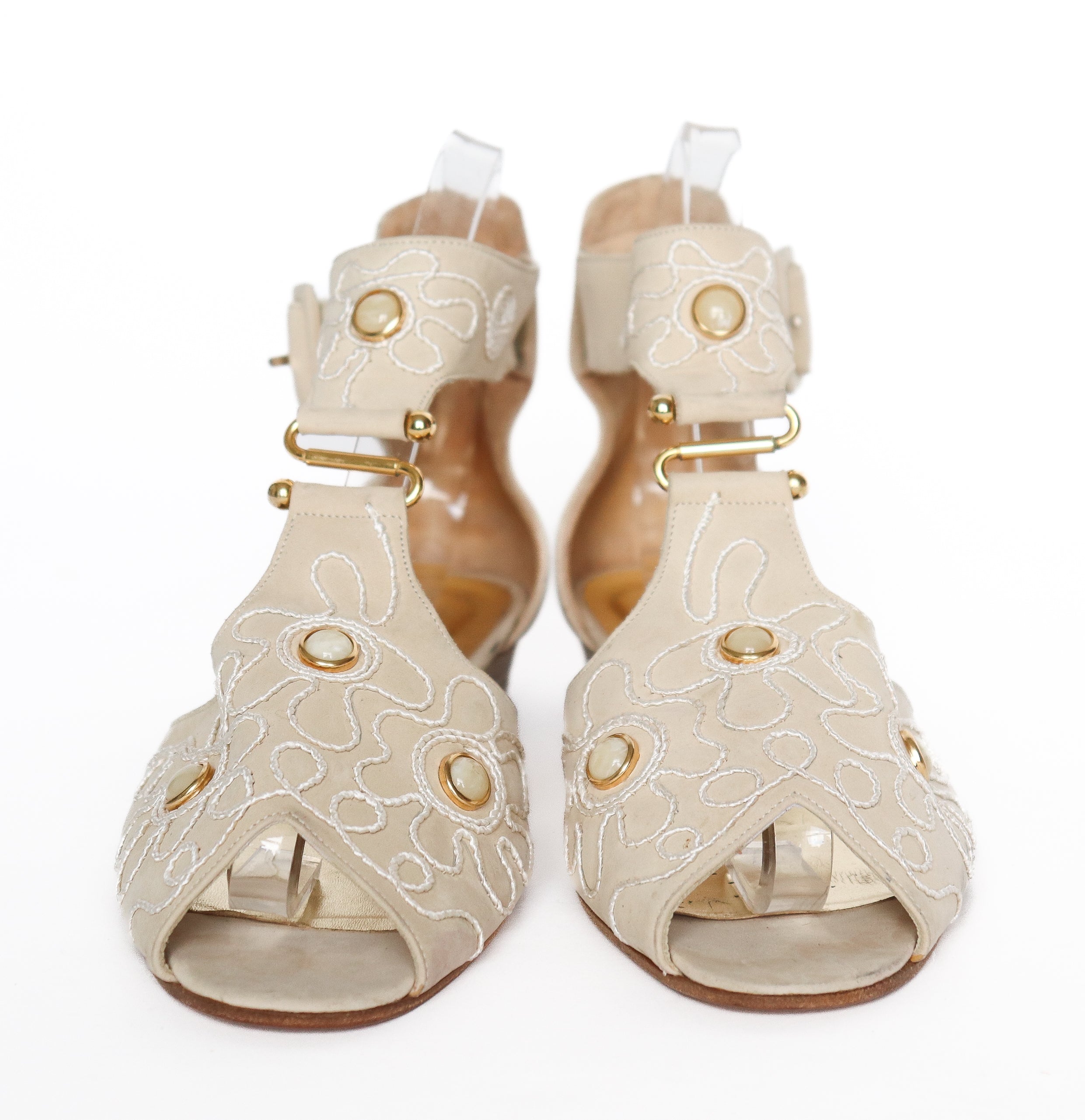 Gladiator Flat Sandals - Cream Suede Leather - ALBERTO FABIANI - 39 / UK 6