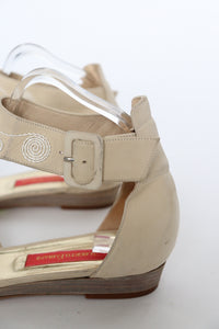 Gladiator Flat Sandals - Cream Suede Leather - ALBERTO FABIANI - 39 / UK 6