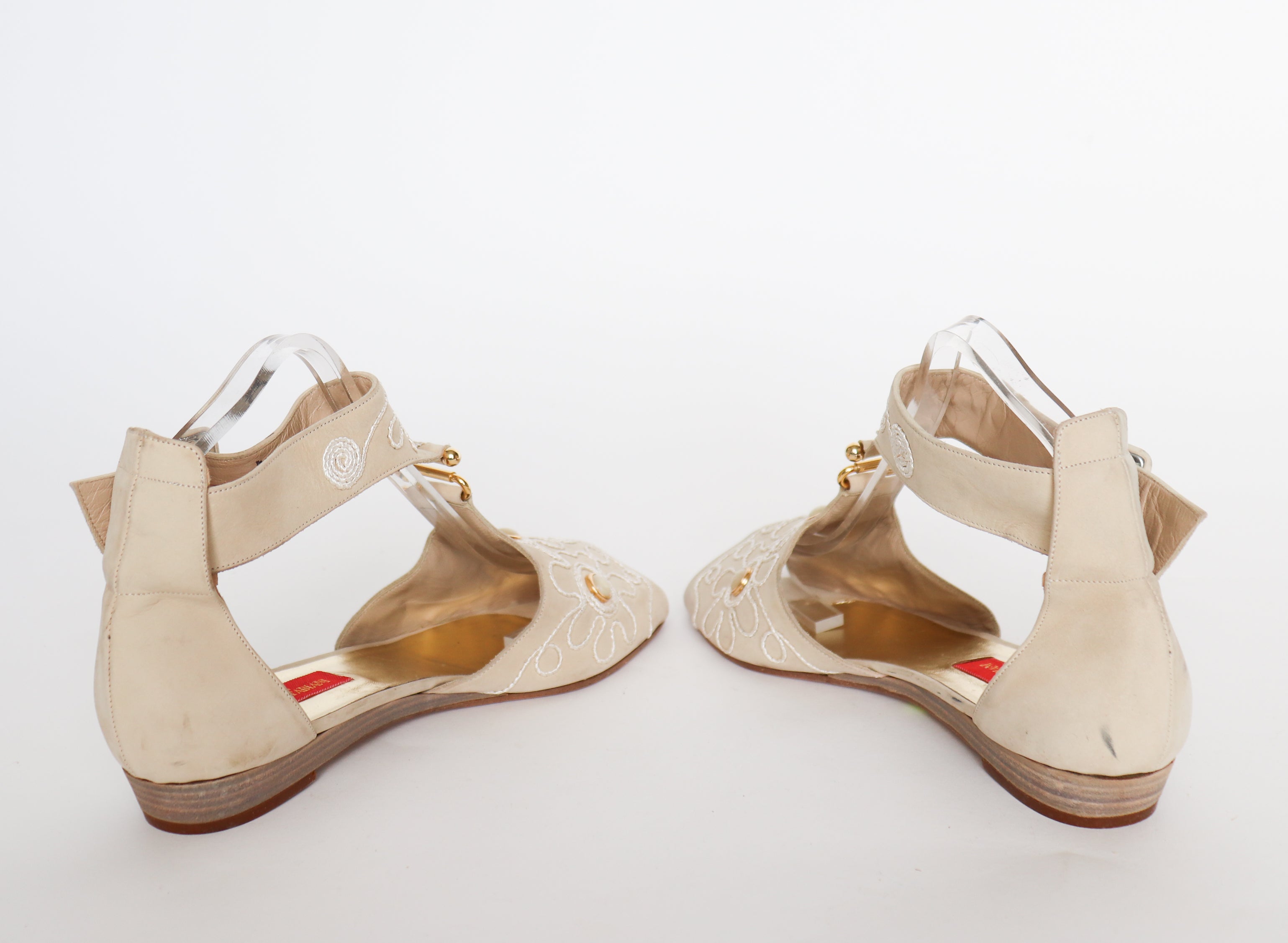 Gladiator Flat Sandals - Cream Suede Leather - ALBERTO FABIANI - 39 / UK 6