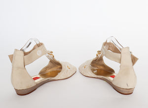Gladiator Flat Sandals - Cream Suede Leather - ALBERTO FABIANI - 39 / UK 6