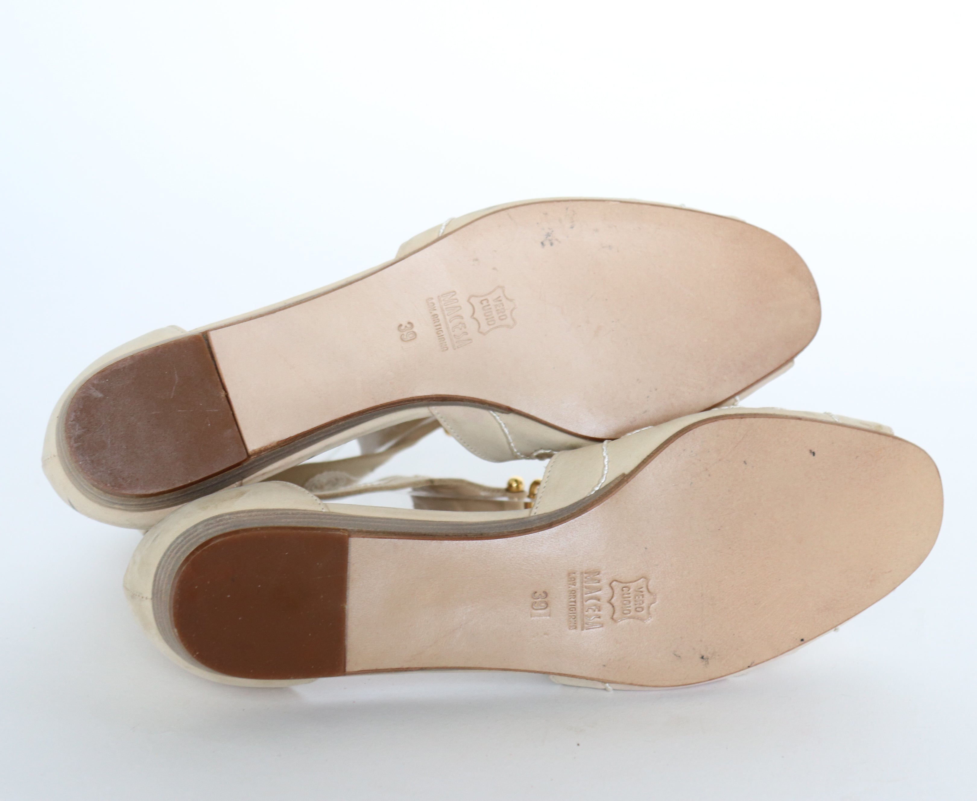Gladiator Flat Sandals - Cream Suede Leather - ALBERTO FABIANI - 39 / UK 6