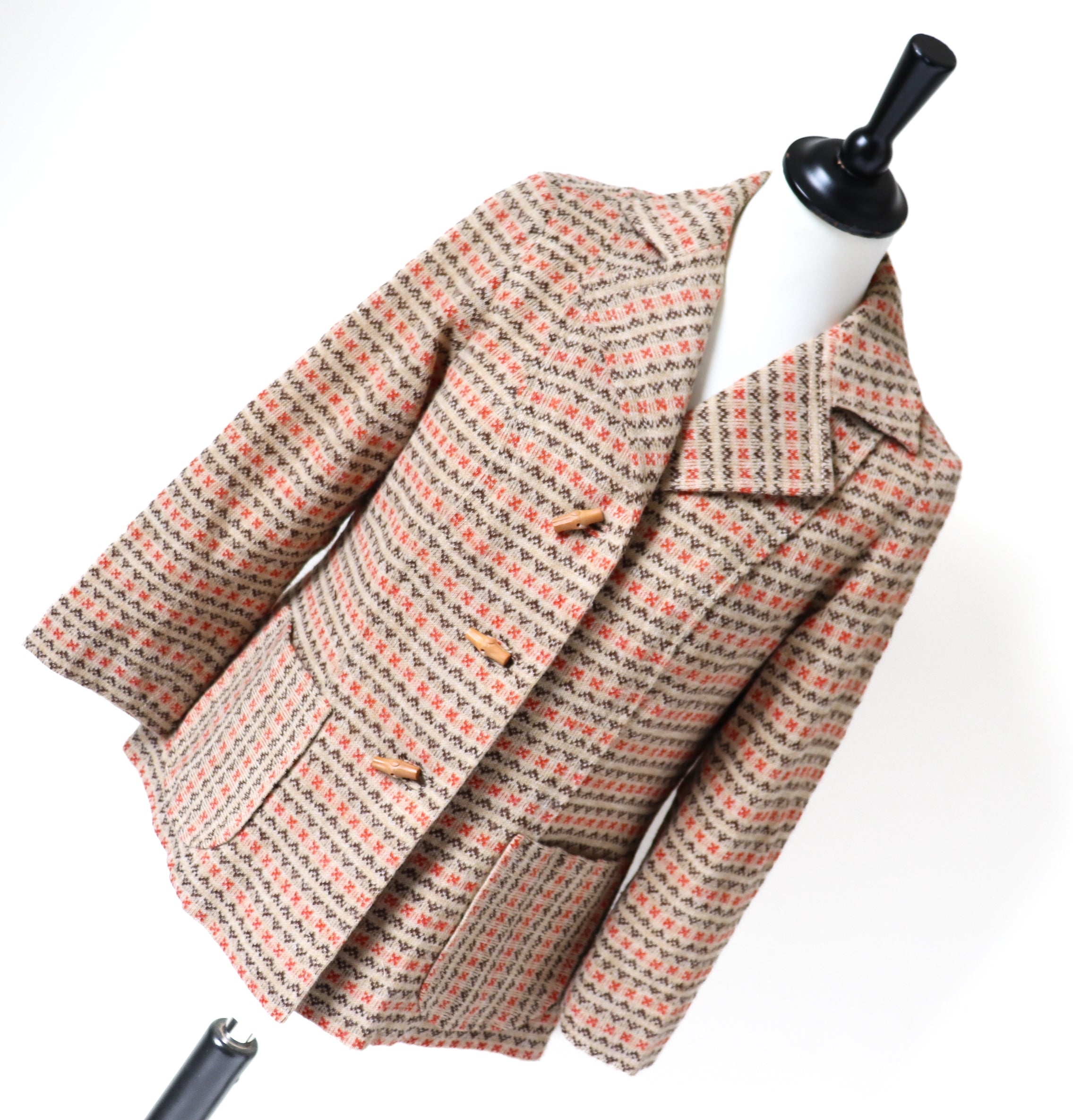 Vintage 1960s Knitted Jacket - Wool - Spotted Fair Isle - UK 10 / 12