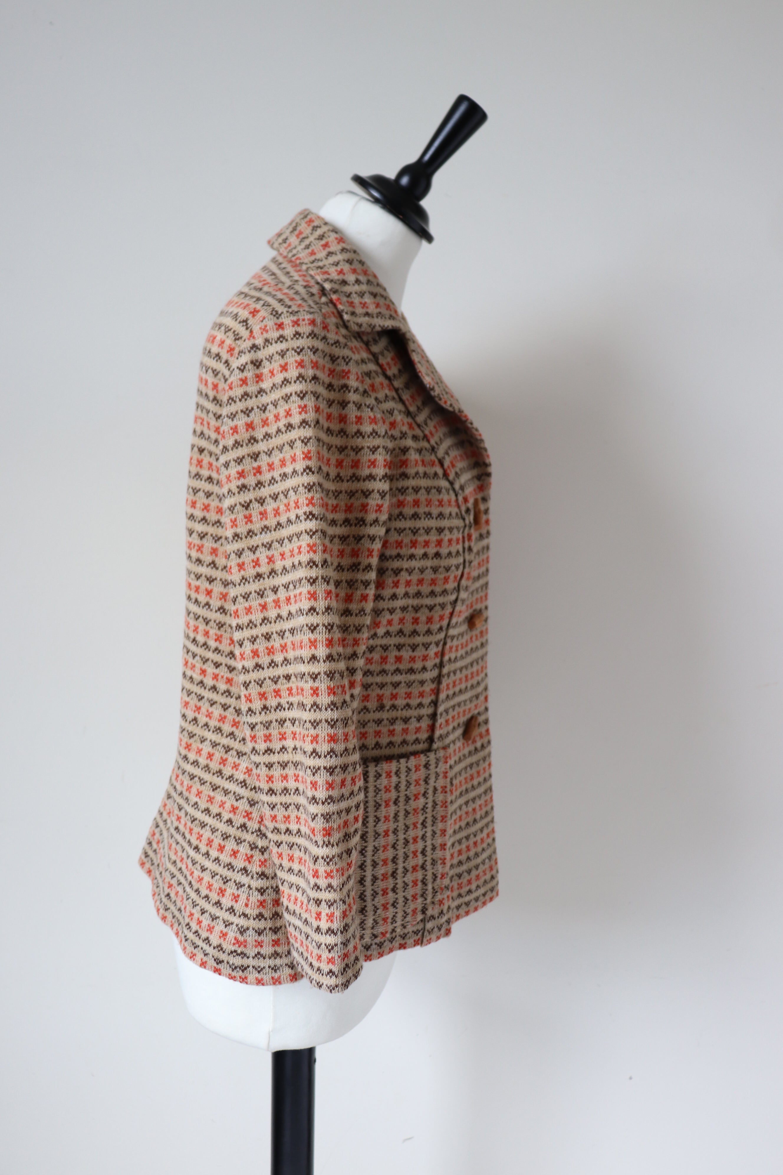 Vintage 1960s Knitted Jacket - Wool - Spotted Fair Isle - UK 10 / 12