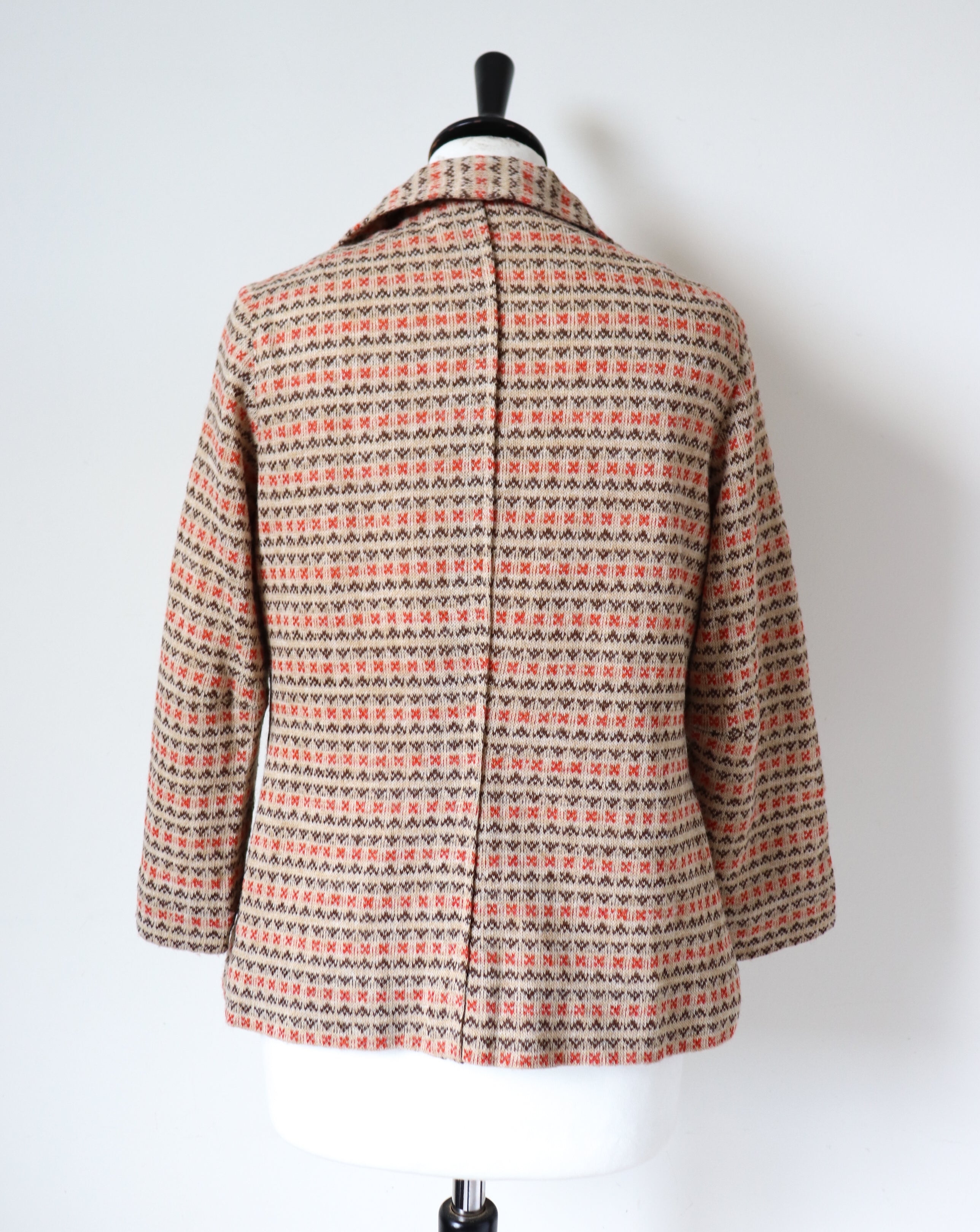 Vintage 1960s Knitted Jacket - Wool - Spotted Fair Isle - UK 10 / 12