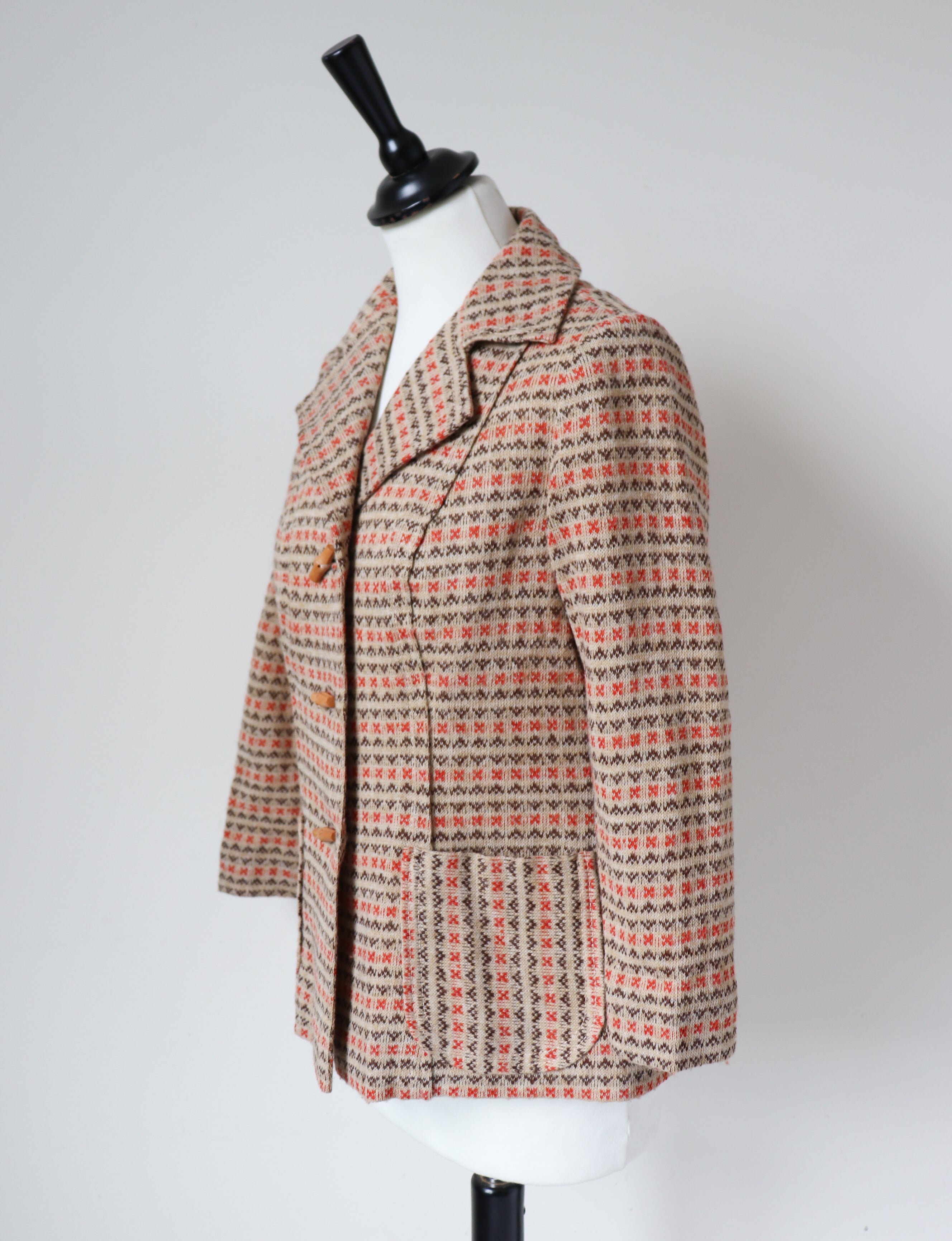 Vintage 1960s Knitted Jacket - Wool - Spotted Fair Isle - UK 10 / 12