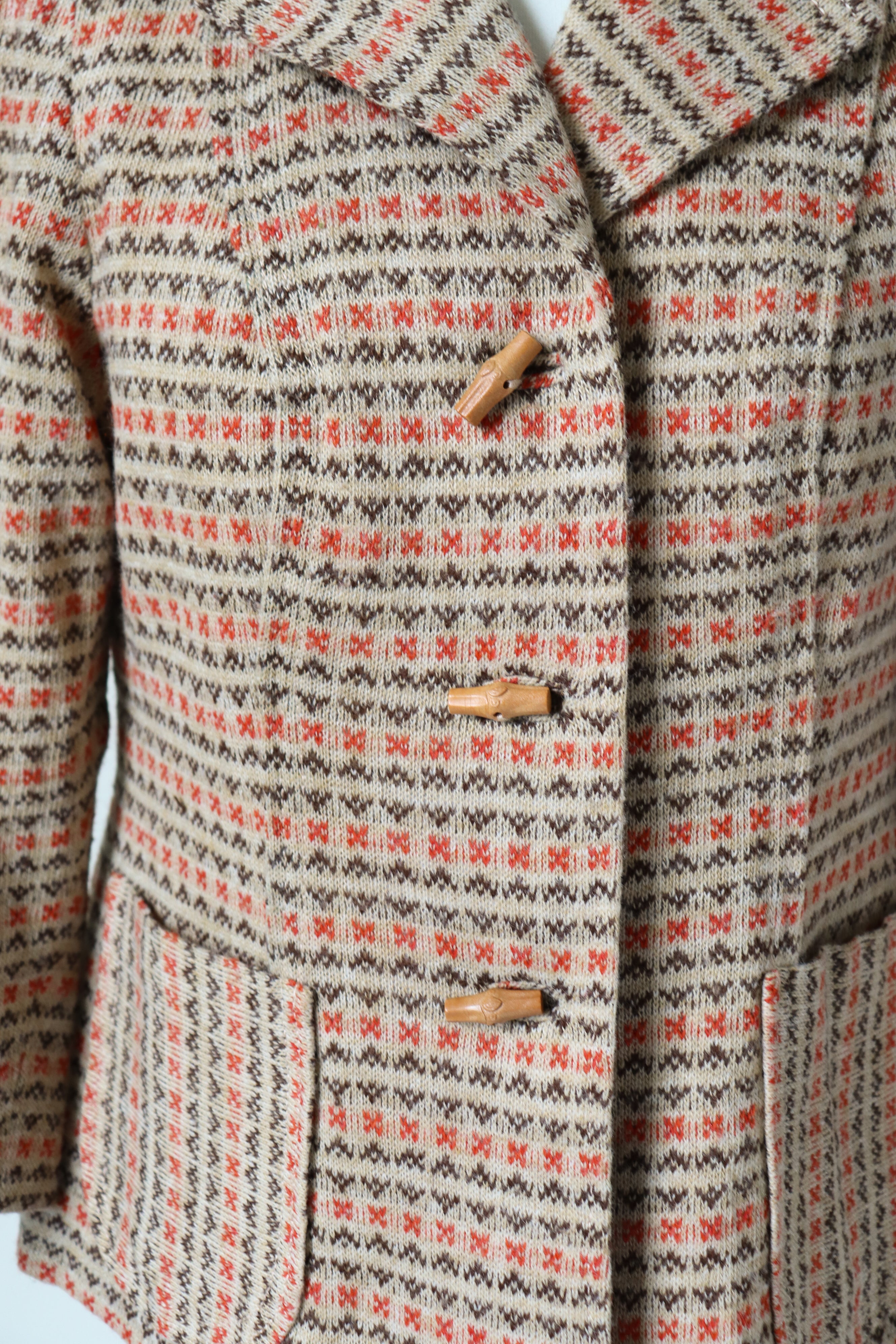 Vintage 1960s Knitted Jacket - Wool - Spotted Fair Isle - UK 10 / 12