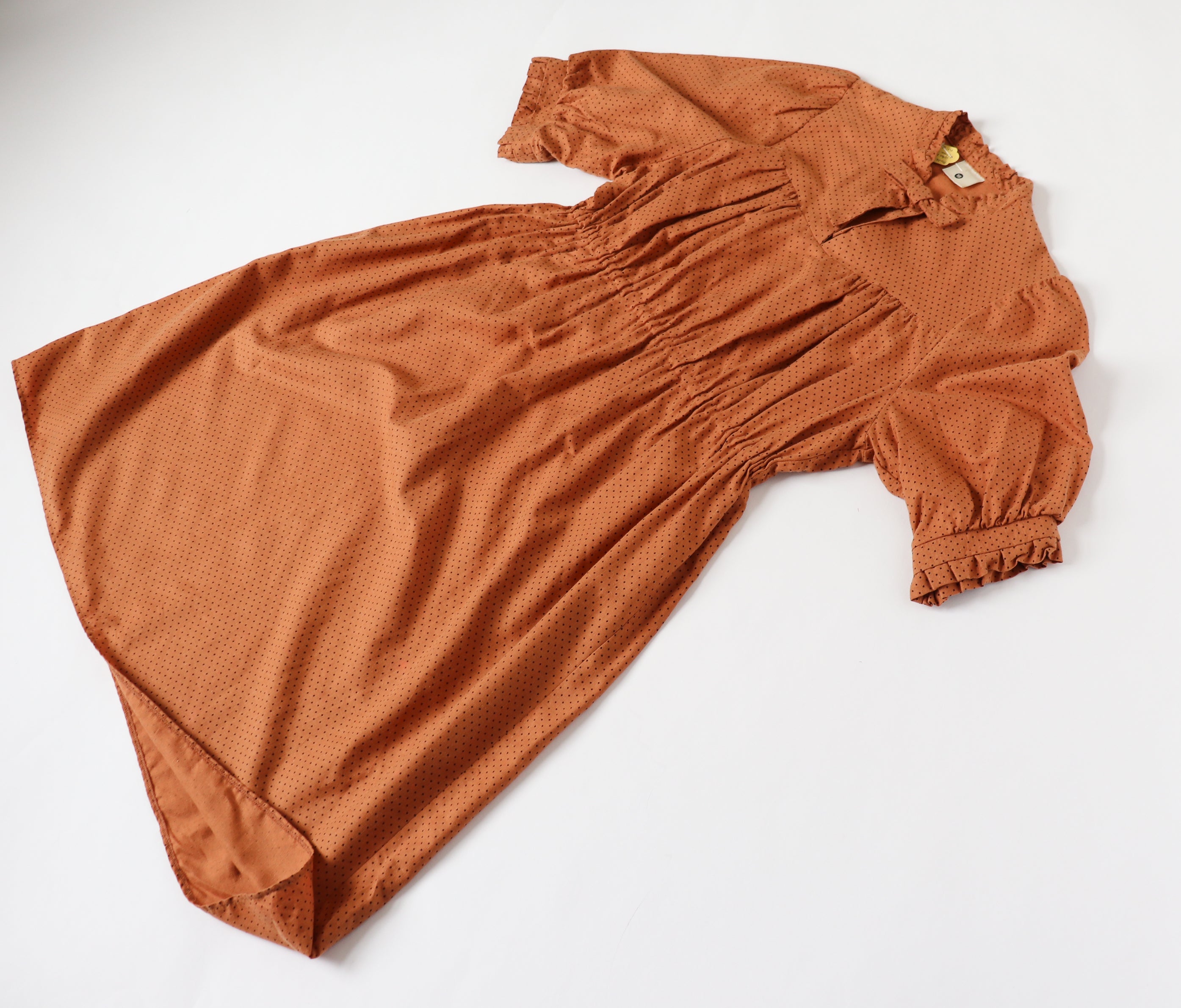 Spotted Vintage Day Dress - 1980s - Cotton Blend - Fit - L / UK 14