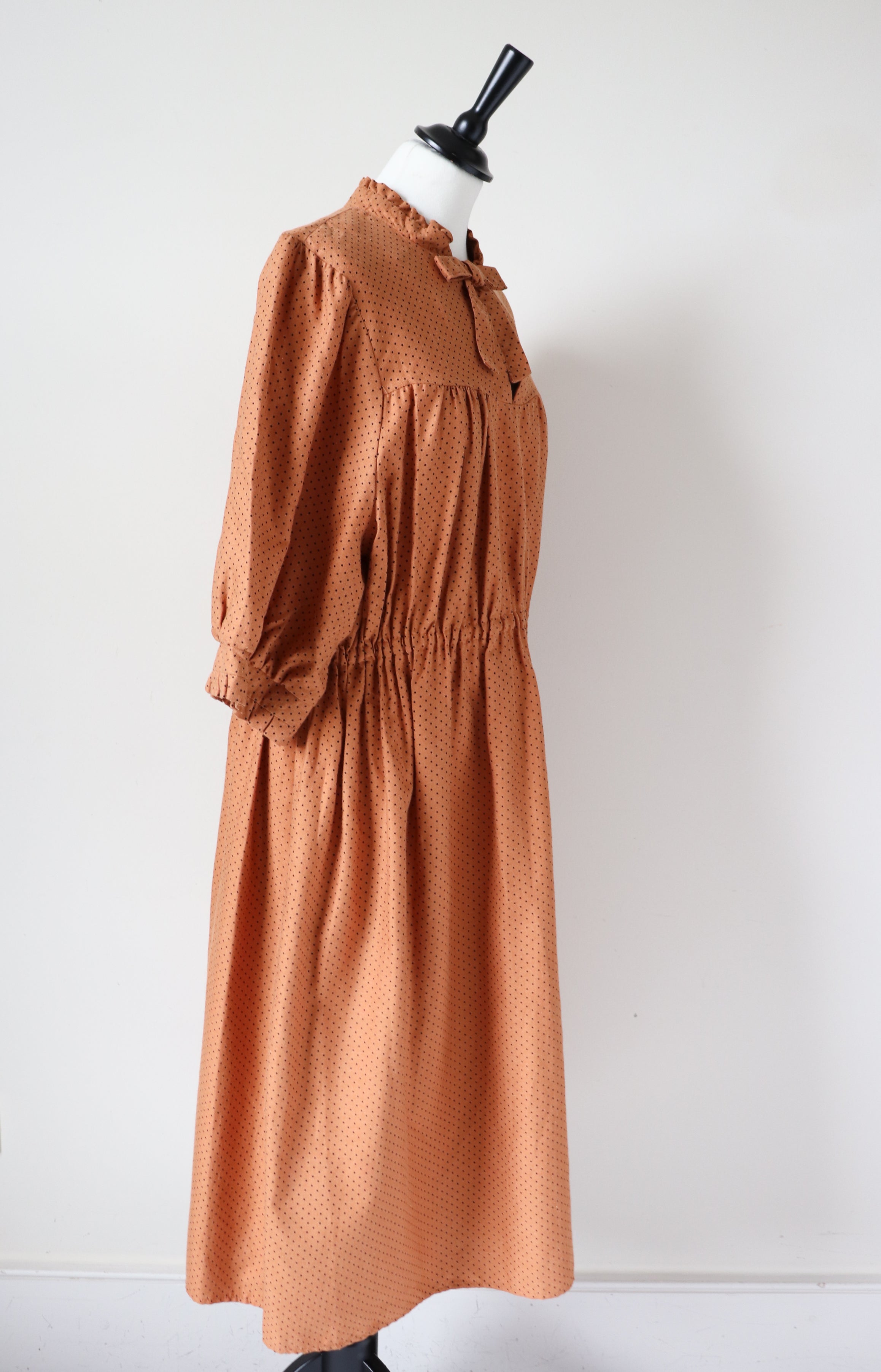 Spotted Vintage Day Dress - 1980s - Cotton Blend - Fit - L / UK 14