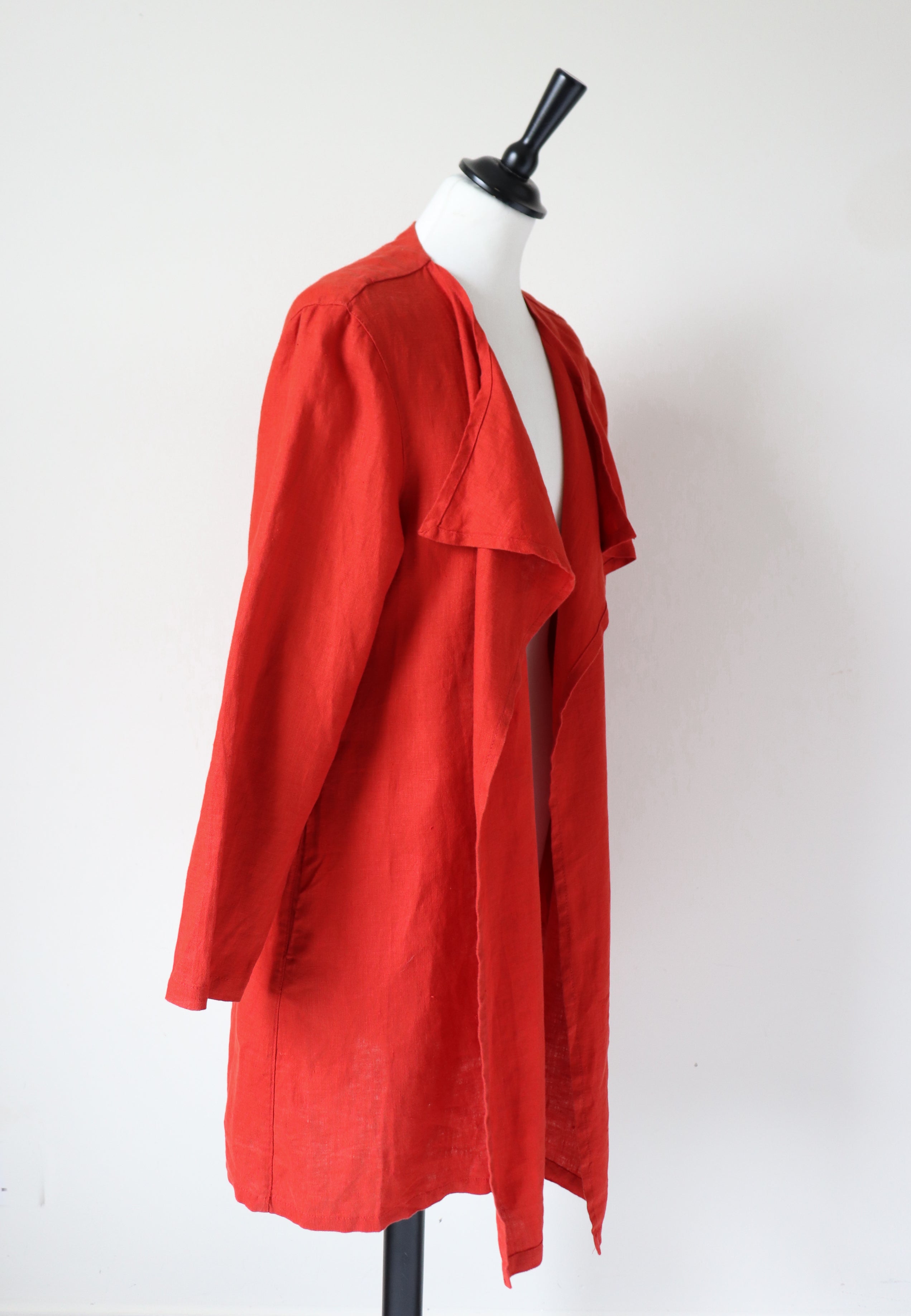 EAST Linen Waterfall Cardigan Jacket - Orange -  M /UK 12