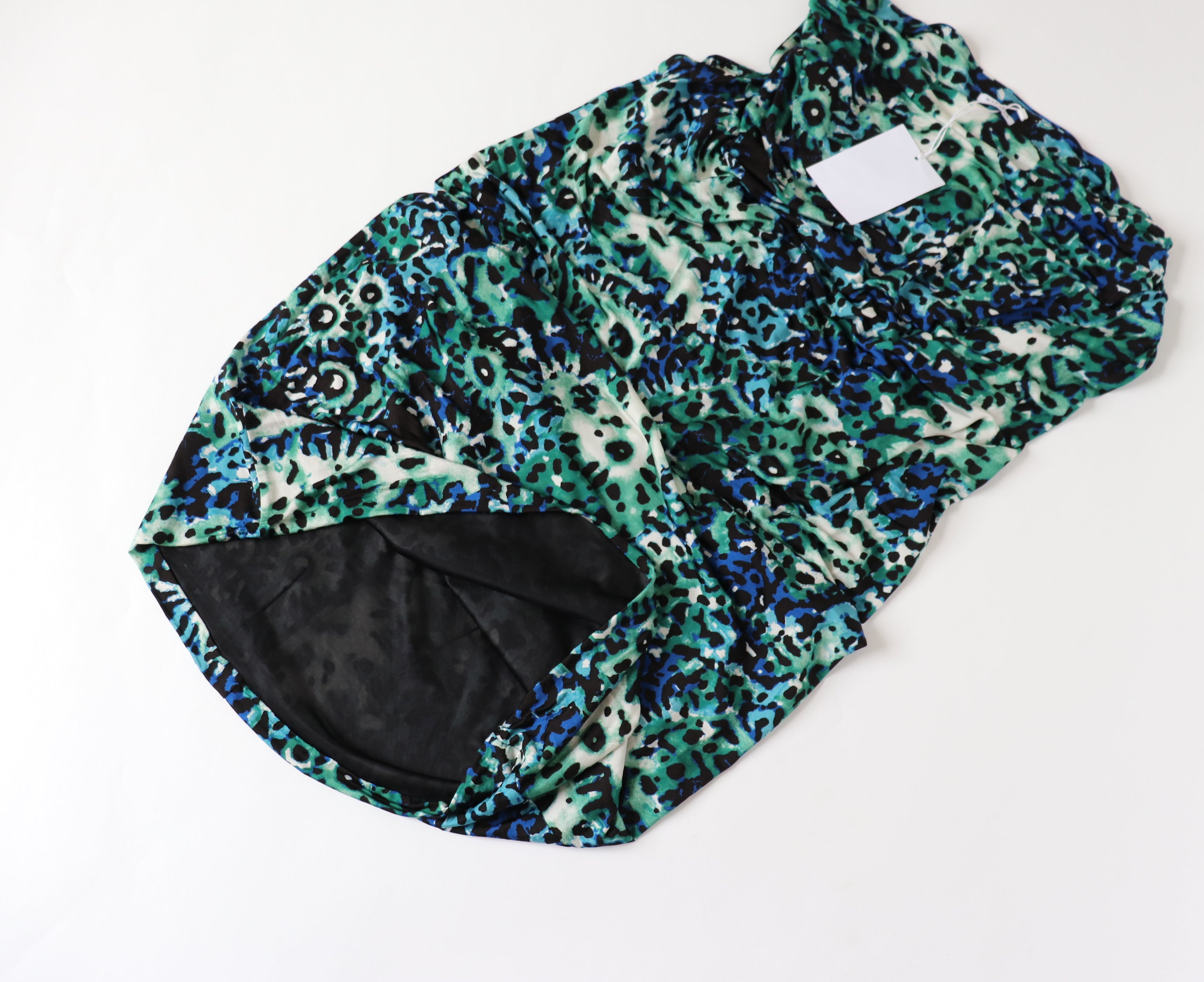 Marella Cowl Neck  Dress - Green / Blue Animal Print - XL - UK 16 - LABEL ATTACH