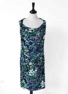 Marella Cowl Neck  Dress - Green / Blue Animal Print - XL - UK 16 - LABEL ATTACH