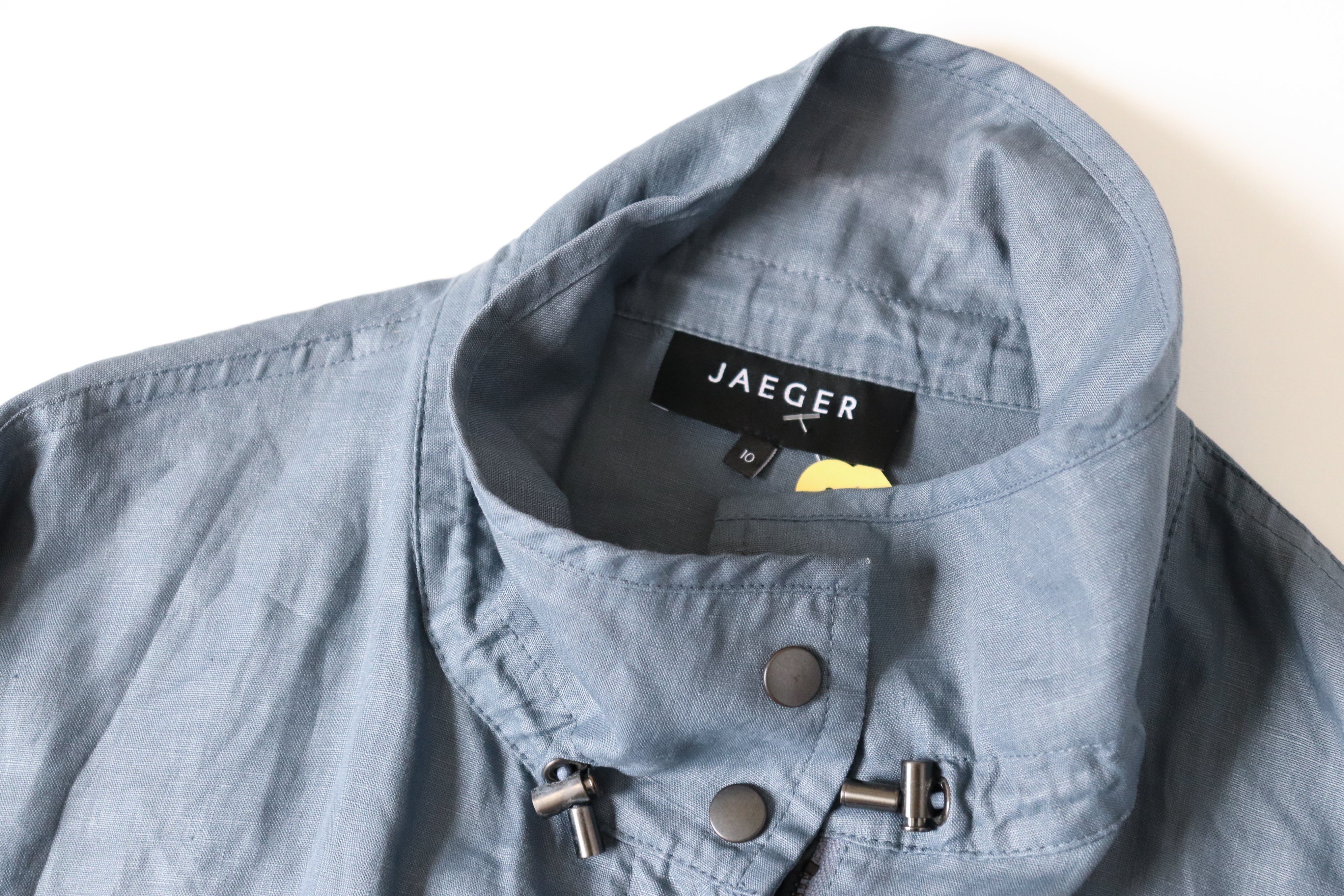 Jaeger Linen Anorak Jacket - 2-way Sleeves - Spring / Summer - S / UK 10-12