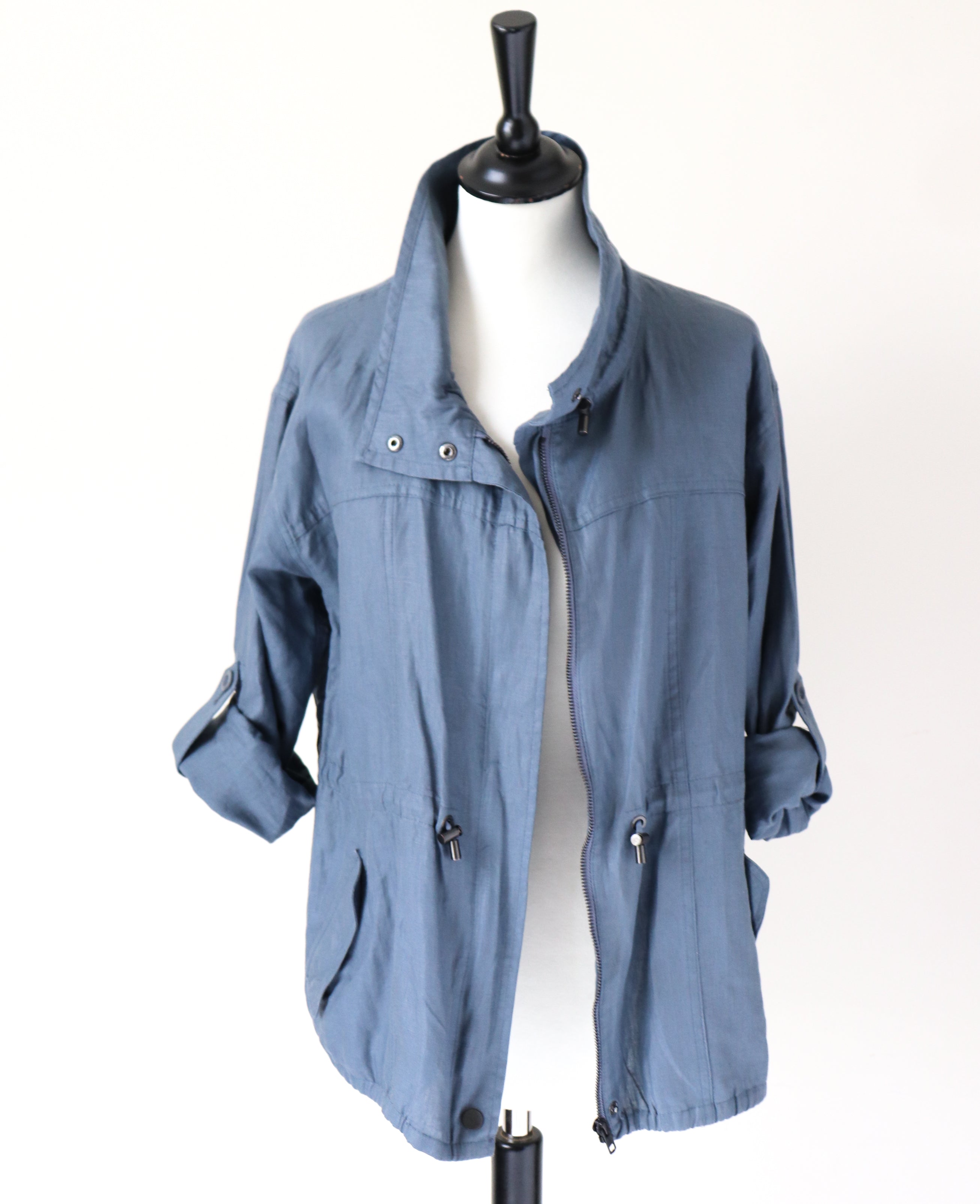 Jaeger Linen Anorak Jacket - 2-way Sleeves - Spring / Summer - S / UK 10-12