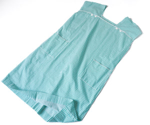 Vintage Loose Cotton  Dress - Green Striped - Fit XL / UK 16