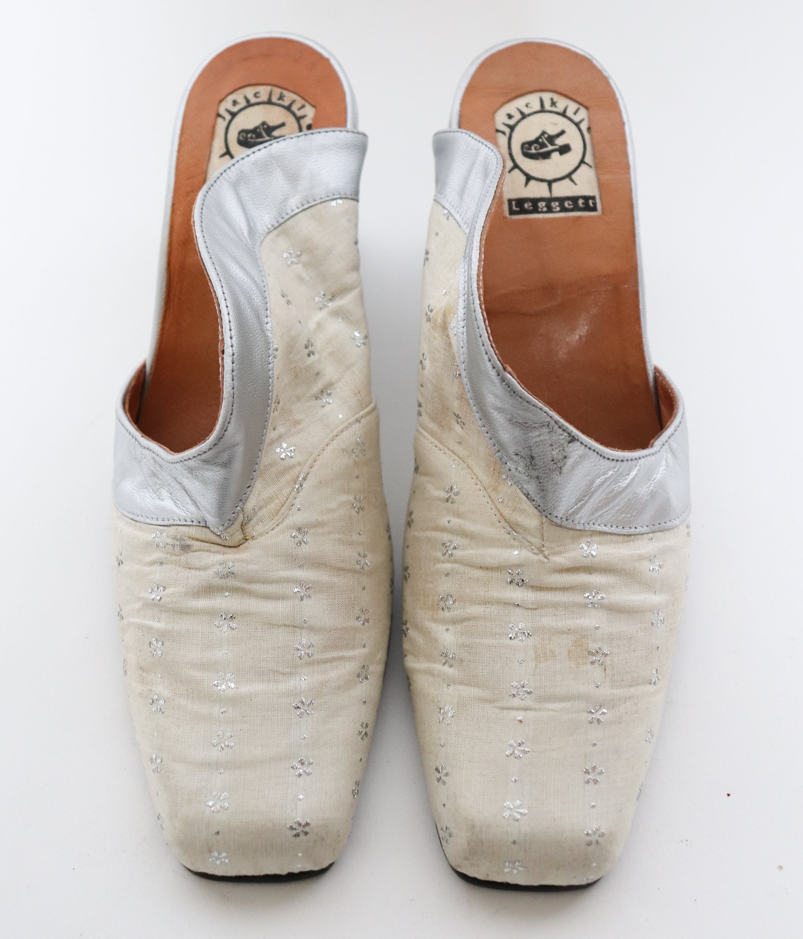 Jackie Leggett Wedge Shoes / Mules - Silk Fabric  - Fit Wide 39 / UK6