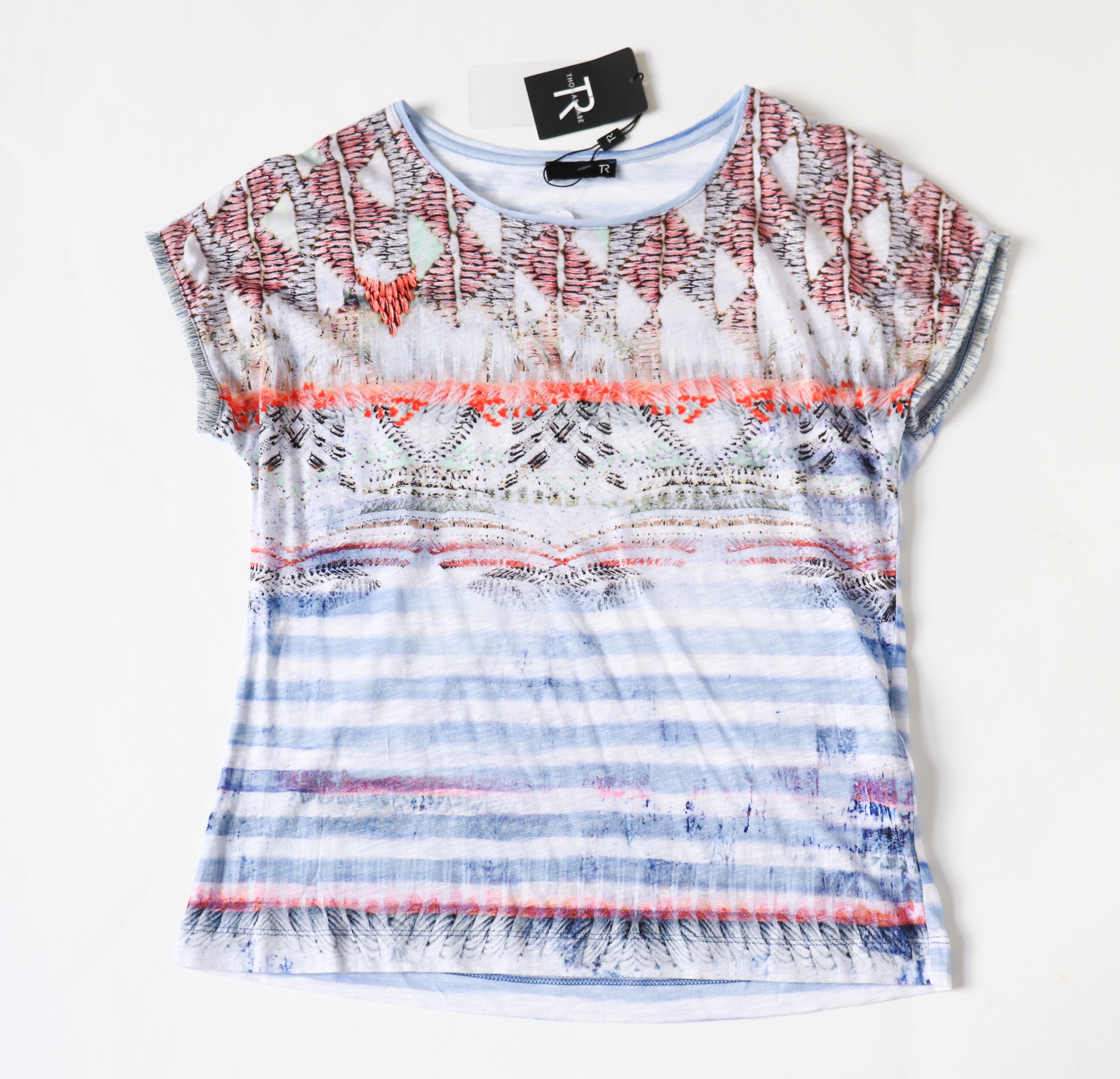 Thomas Rabe T Shirt  - S / UK 10 - Blue / Pink Striped - Labels Attached