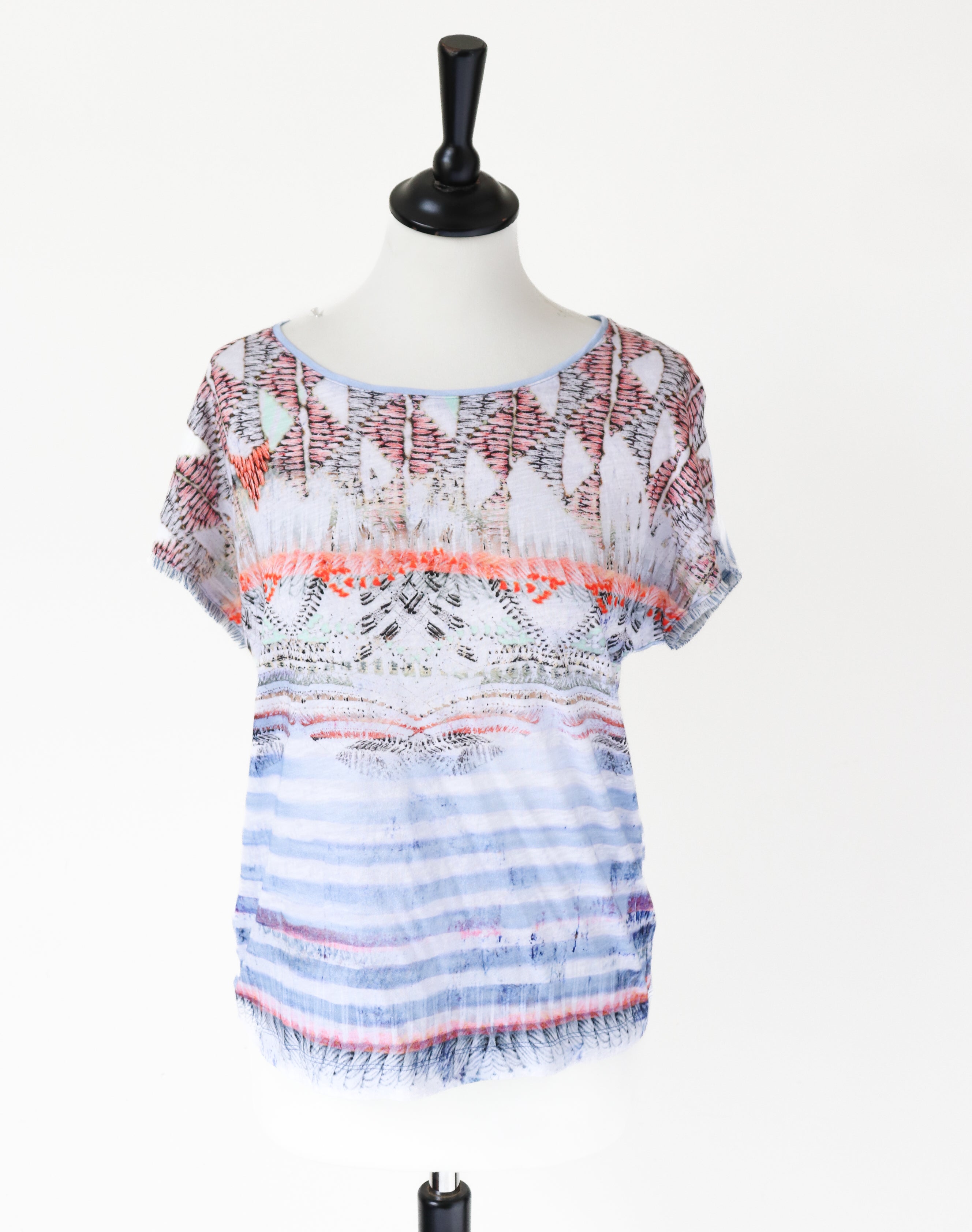 Thomas Rabe T Shirt  - S / UK 10 - Blue / Pink Striped - Labels Attached