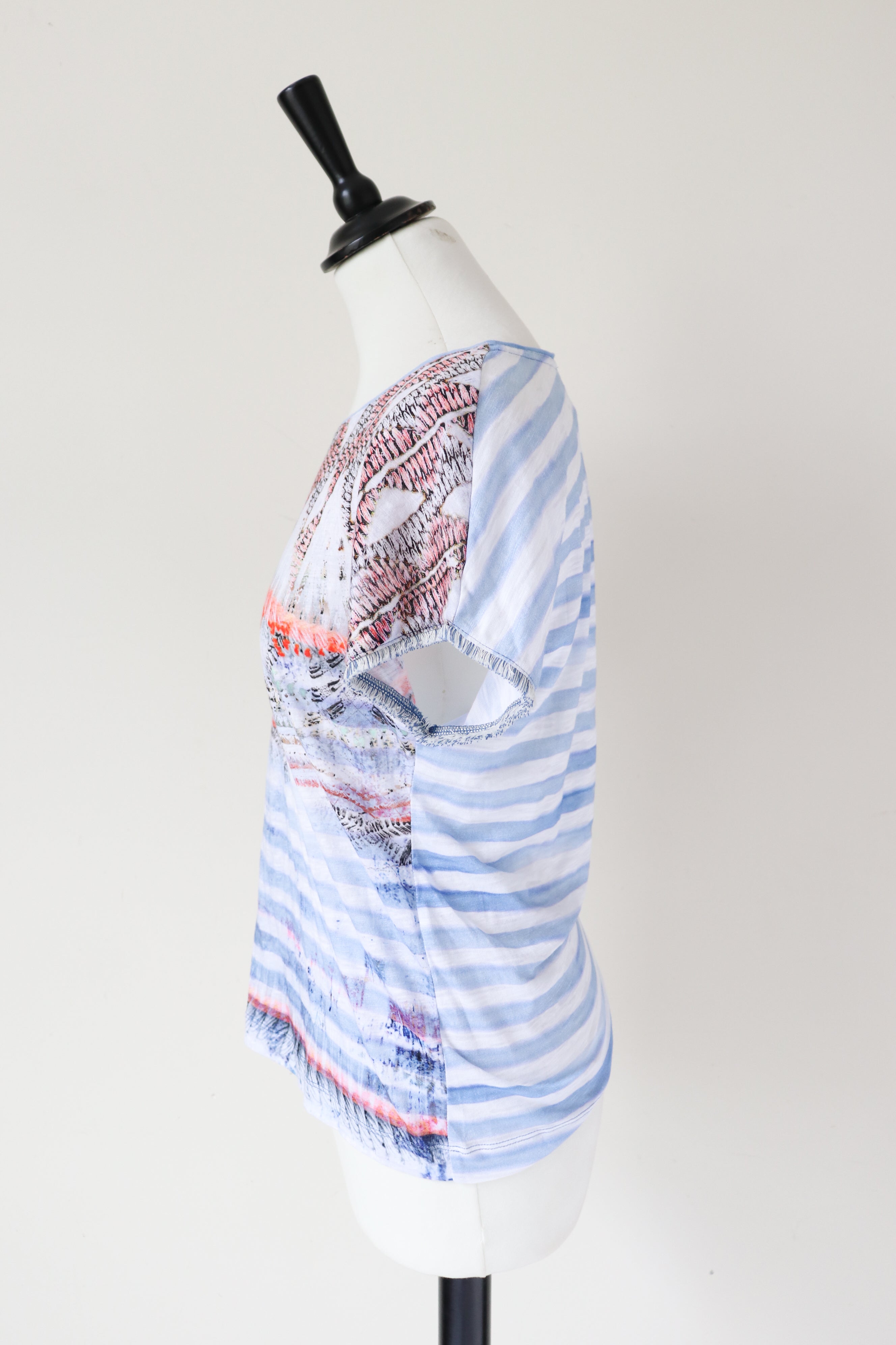 Thomas Rabe T Shirt  - S / UK 10 - Blue / Pink Striped - Labels Attached