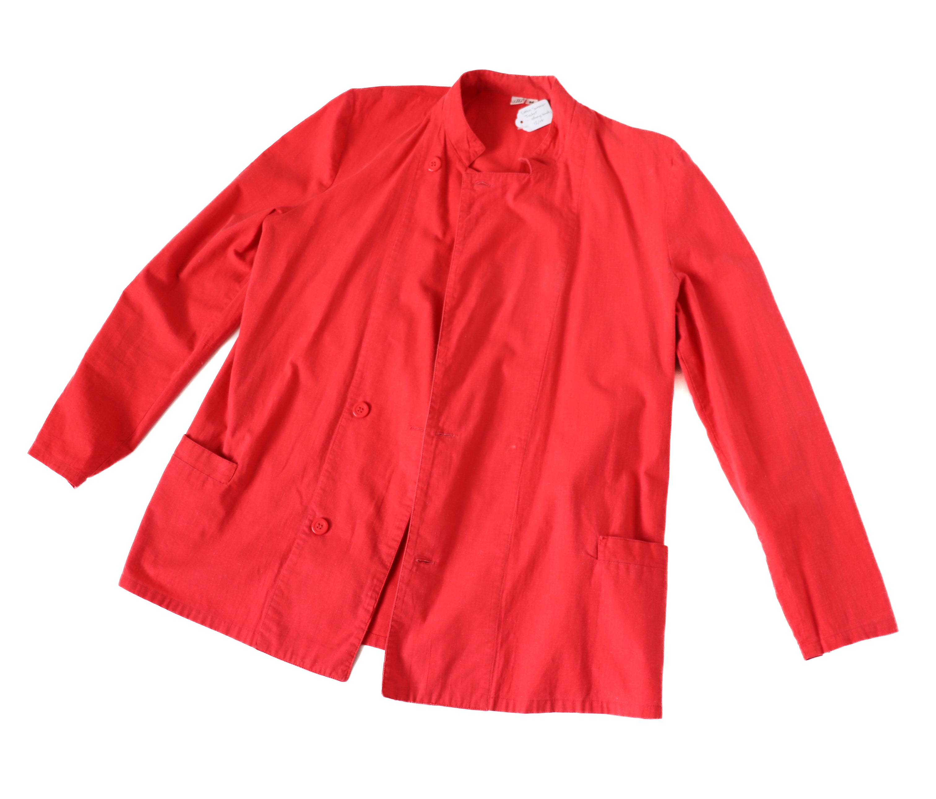 Red Cotton Summer Blazer Jacket Wool  - Vintage 1980s - M / L - UK 12 / 14