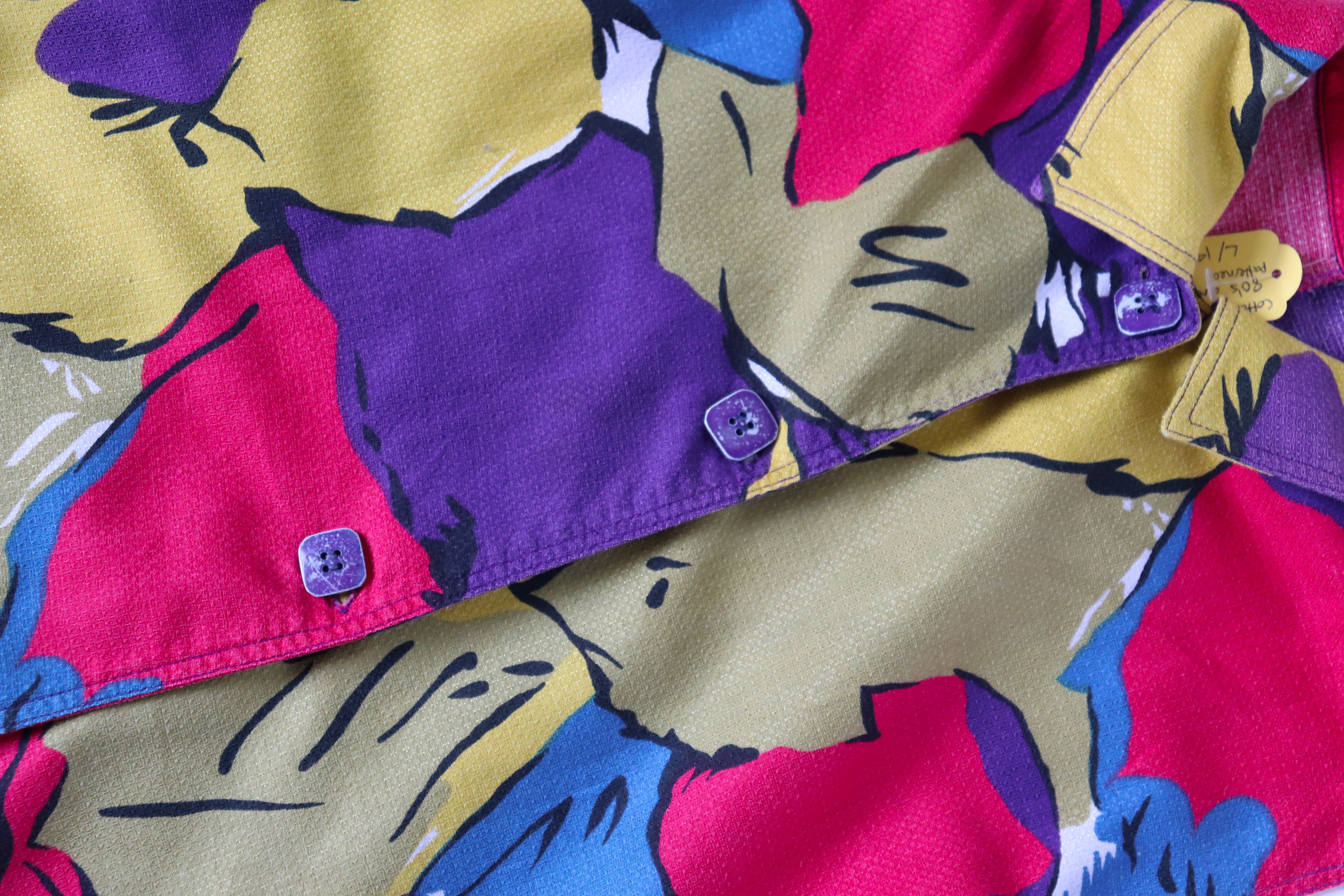 Vintage A-Line Cotton Sleeveless  Dress - 1980s Summer Pattern - Fit L / UK 14