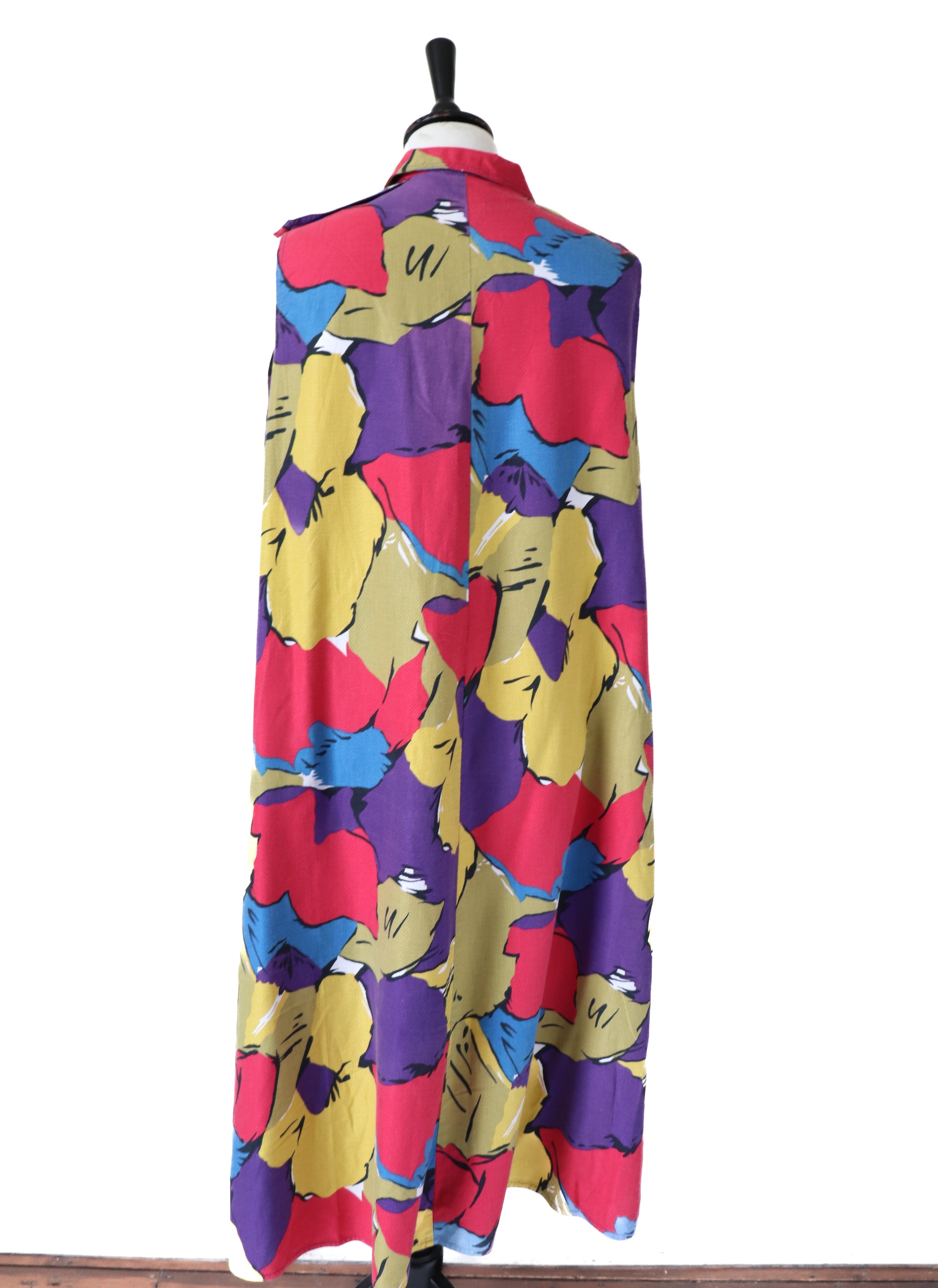 Vintage A-Line Cotton Sleeveless  Dress - 1980s Summer Pattern - Fit L / UK 14